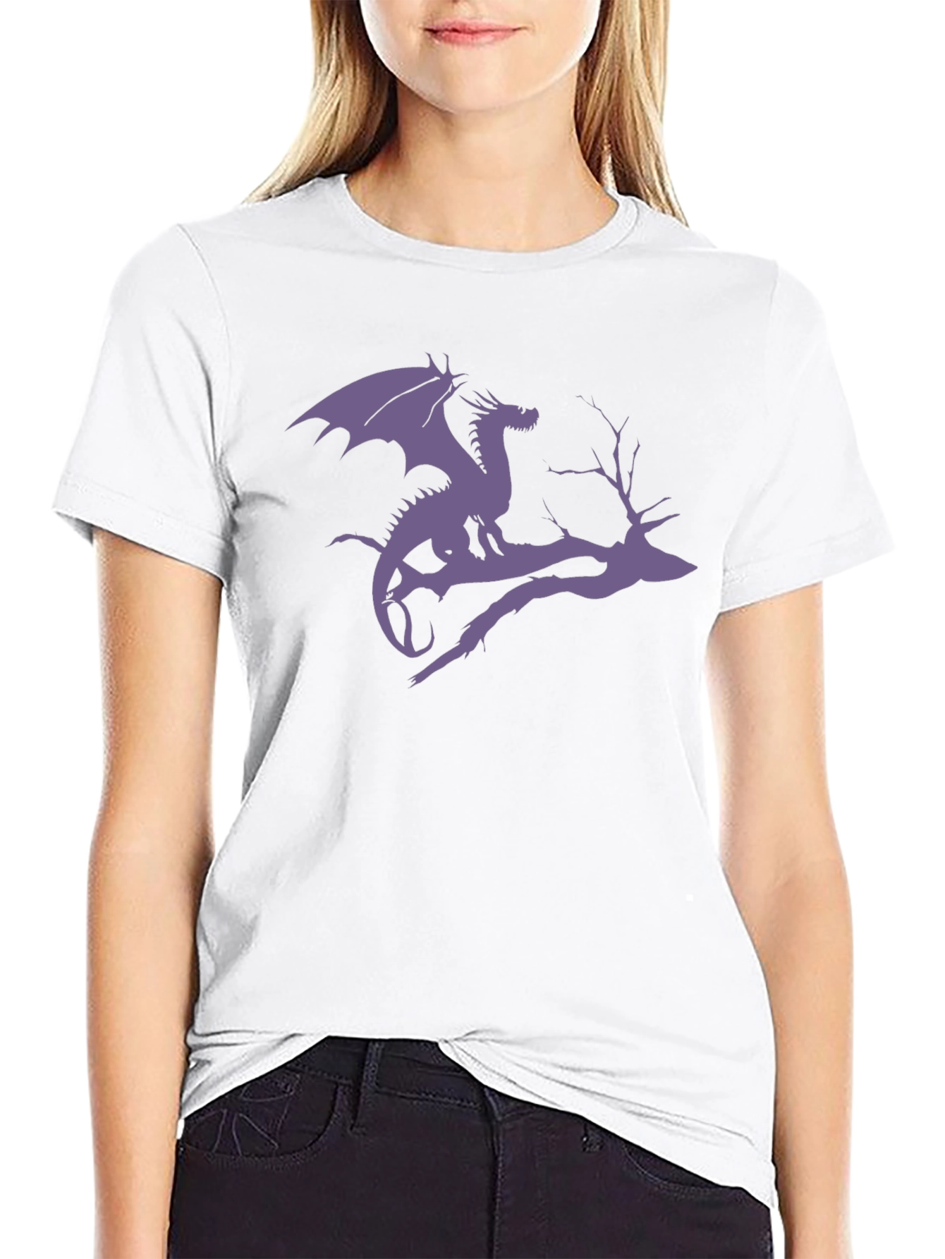 Black Dragon Silhouette Tee - Fantasy Black T-Shirt view 9