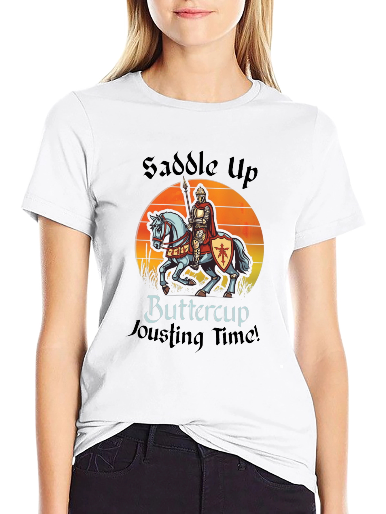 Black Saddle Up Buttercup Jousting T-Shirt view 9