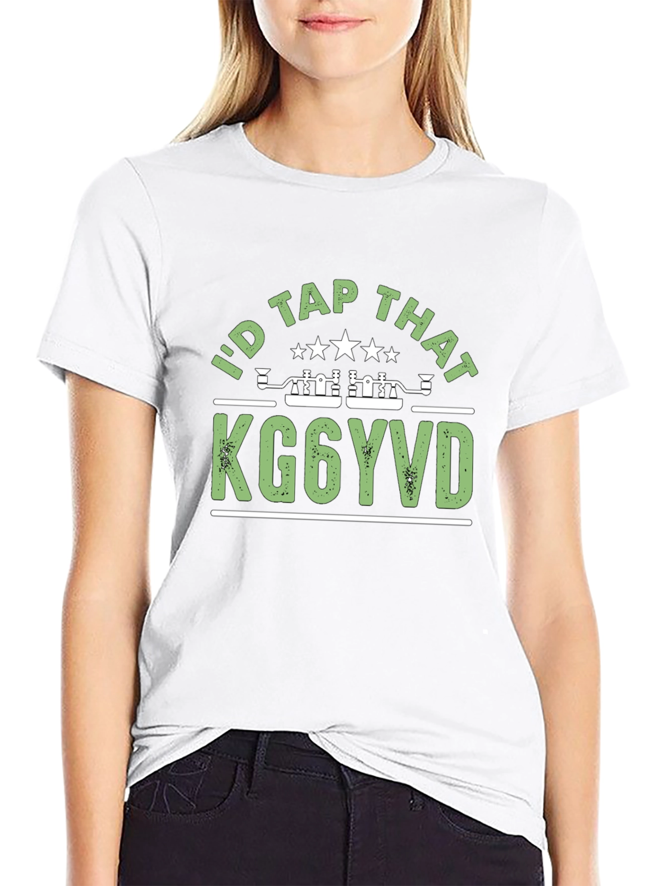 Black I'd Tap That KG6YVD T-Shirt - Amateur Radio view 9