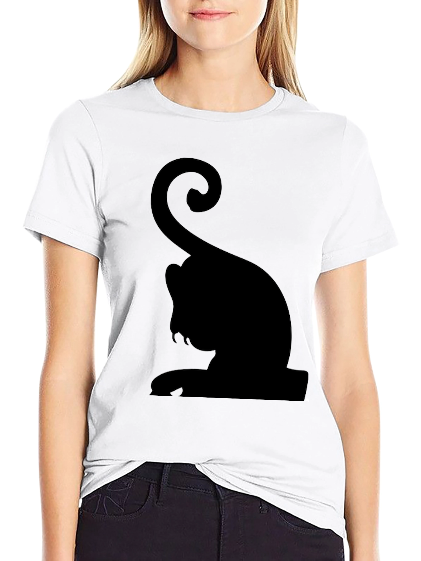 Black Black Cat Silhouette Graphic Tee view 9