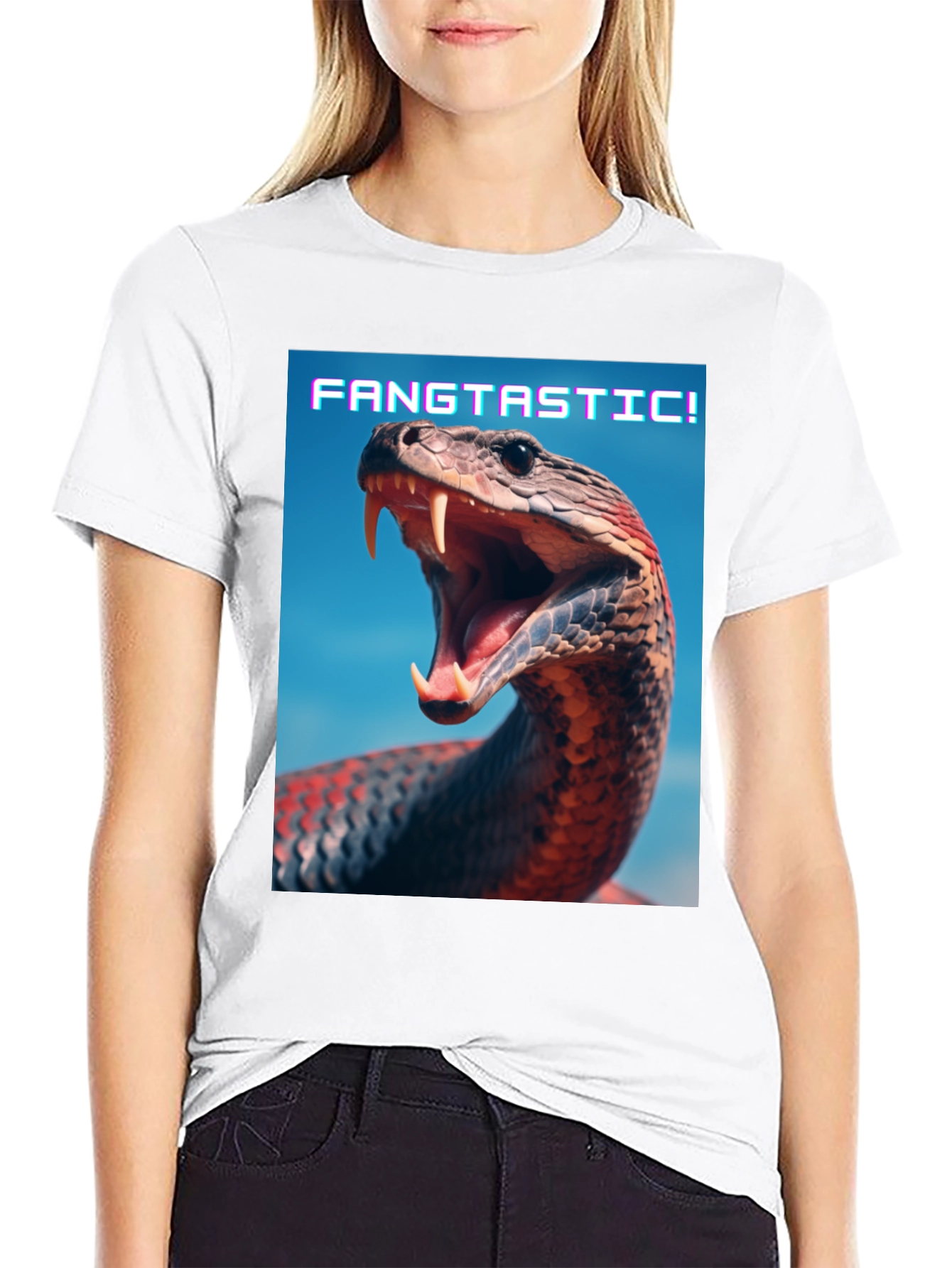 Black Fangtastic Snake Graphic Tee - Unique Animal Print Shirt view 9