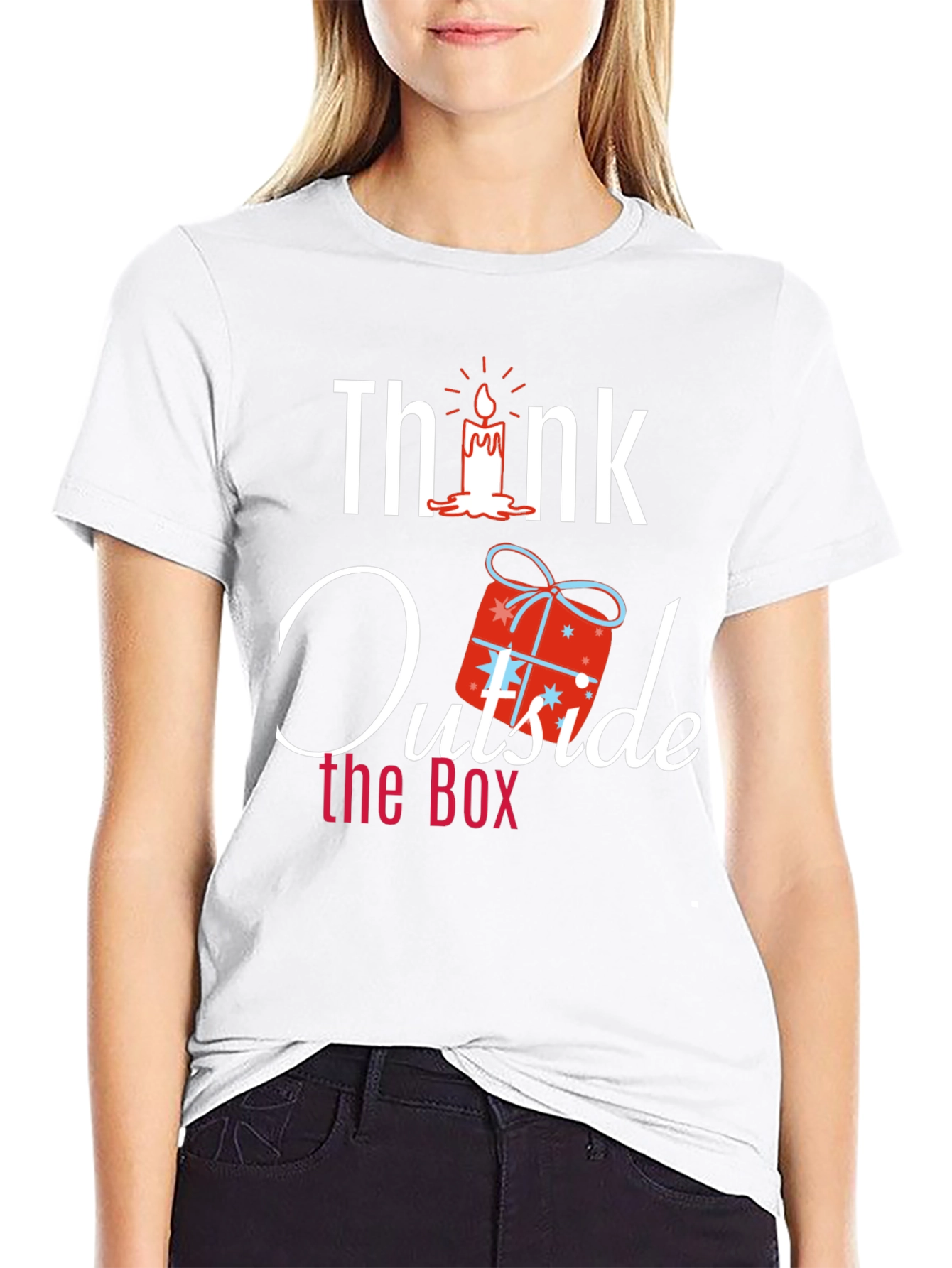 Black Think Outside the Box Novelty Graphic T-Shirt view 9