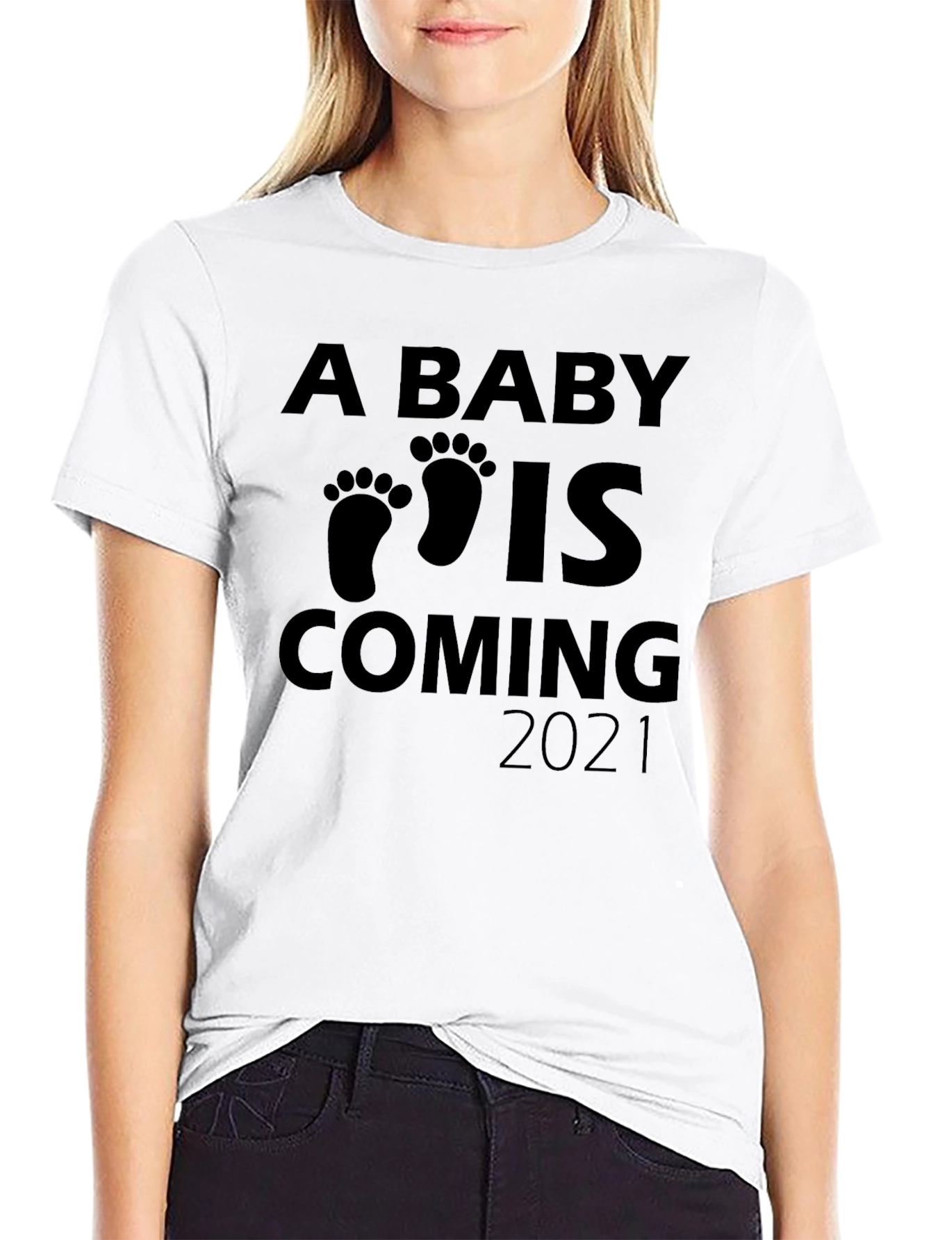 Black A Baby is Coming 2021 T-Shirt view 9