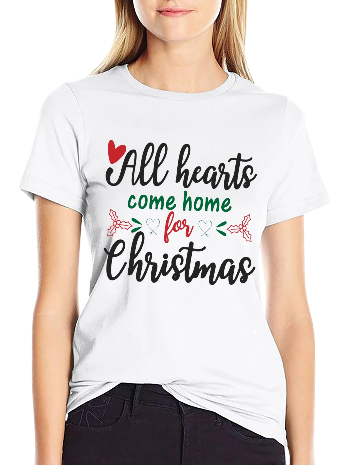Black All Hearts Come Home for Christmas Black T-Shirt view 9