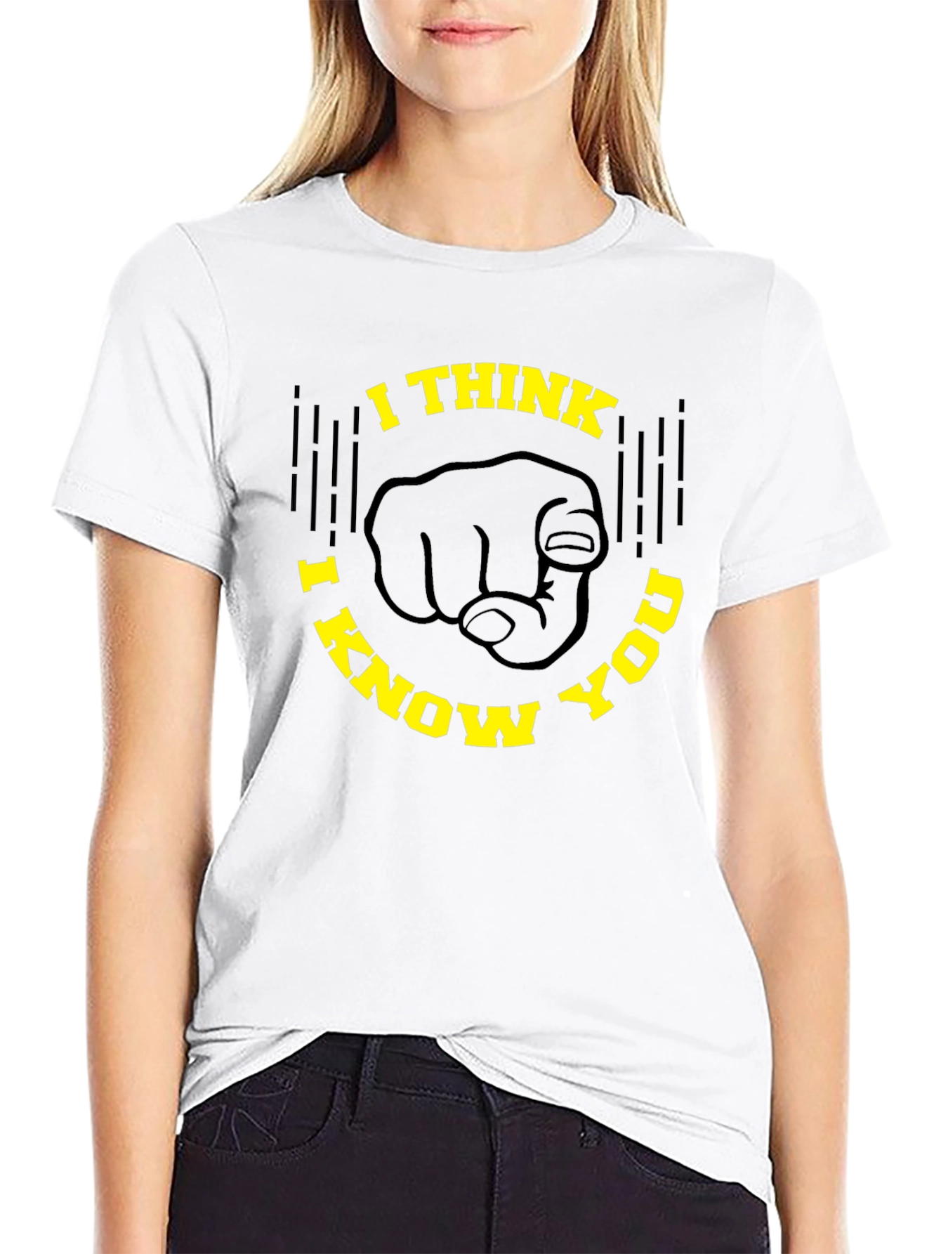 Black I Think I Know You Graphic Tee - Novelty Design, Black T-Shirt view 9