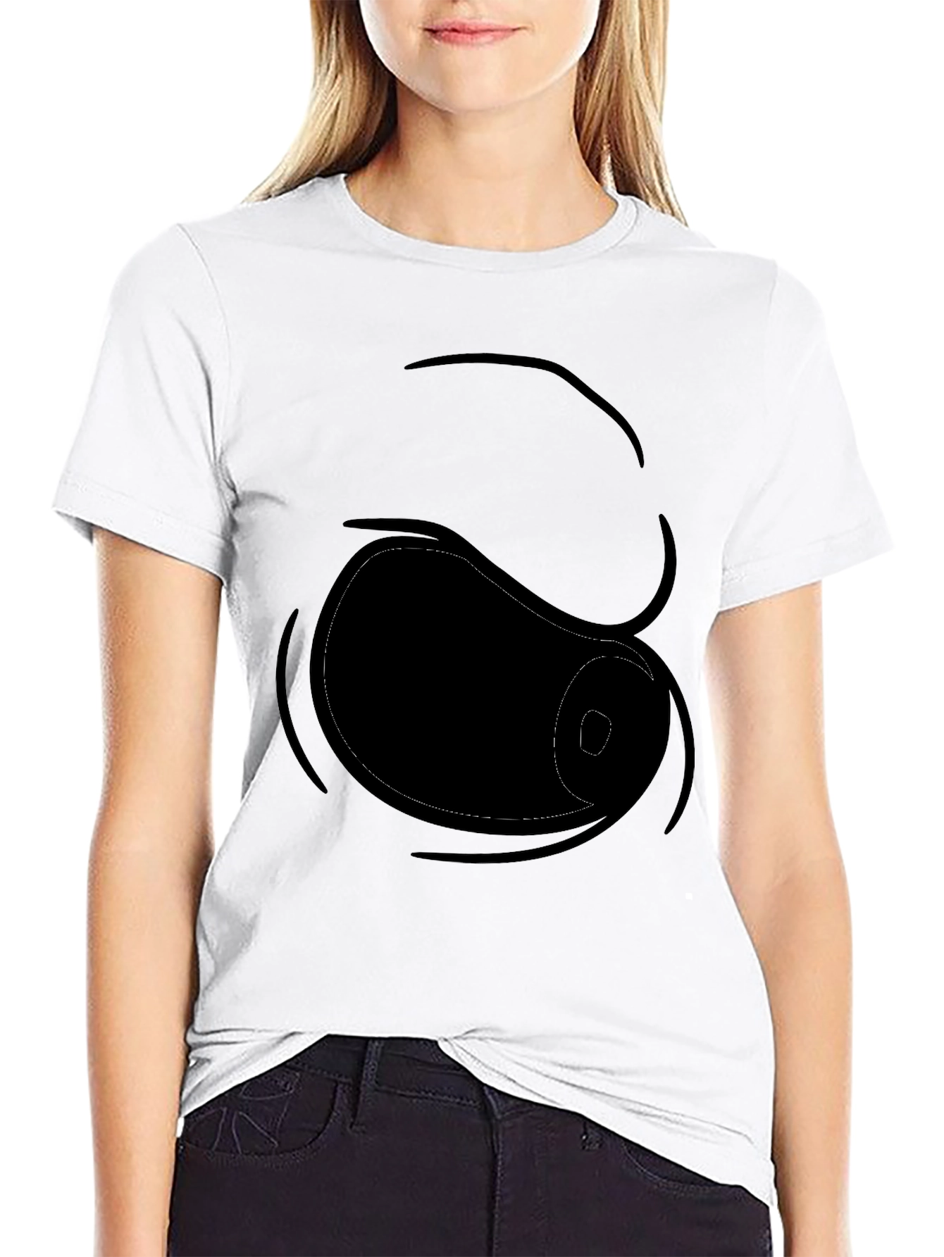 Black Funny Cartoon Eye Black T-Shirt view 9