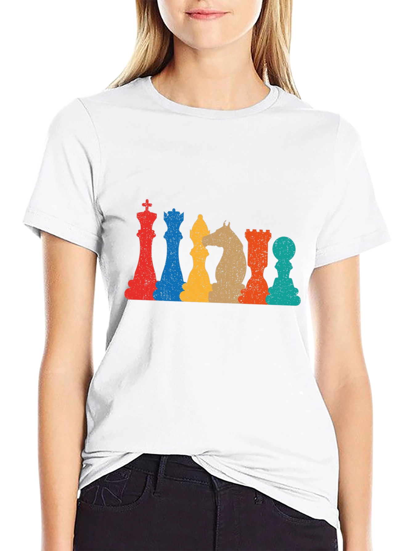 Black Retro Chess Piece Graphic T-Shirt view 9