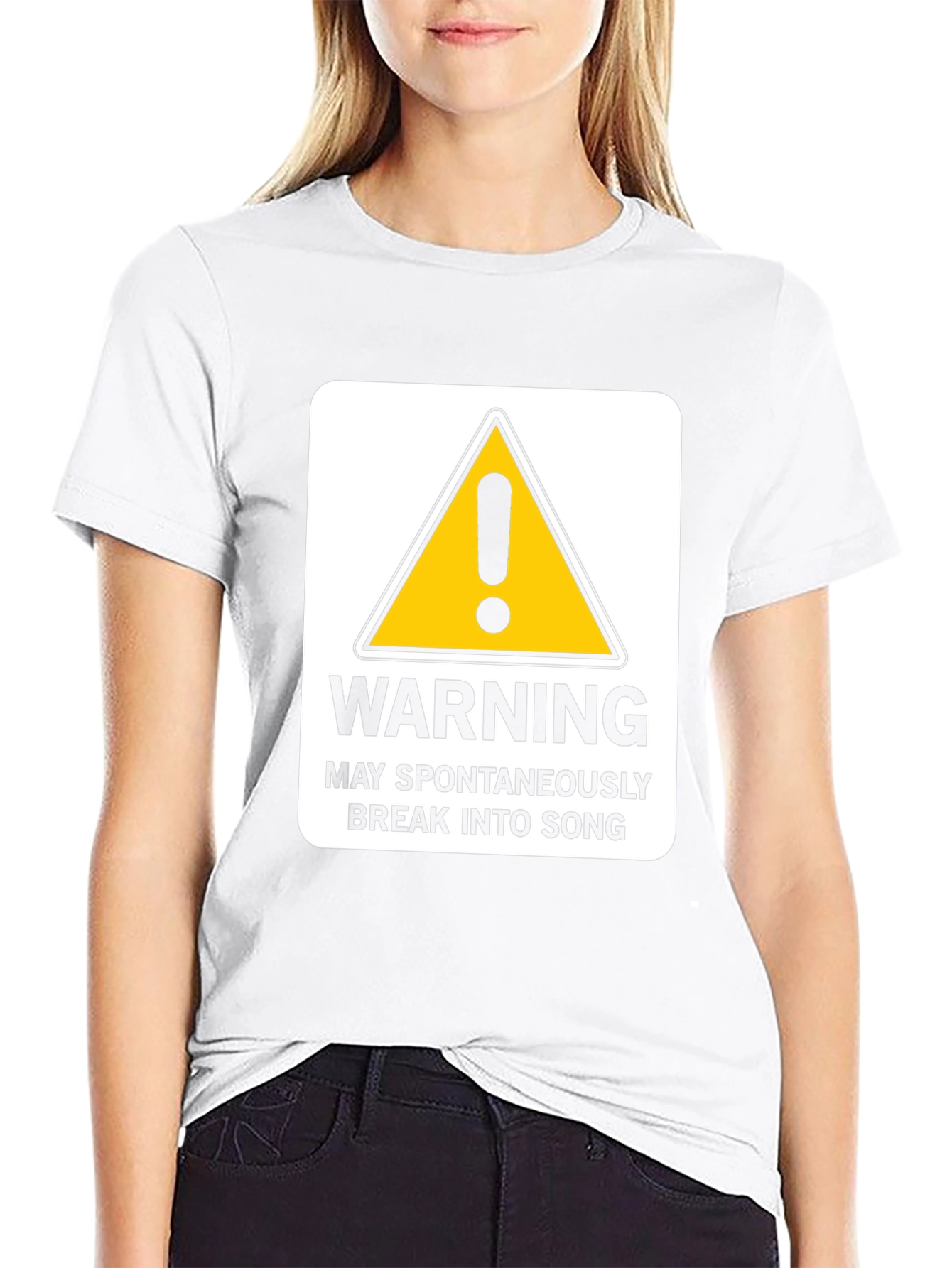 Black Warning May Spontaneously Break Into Song - Funny T-Shirt view 9