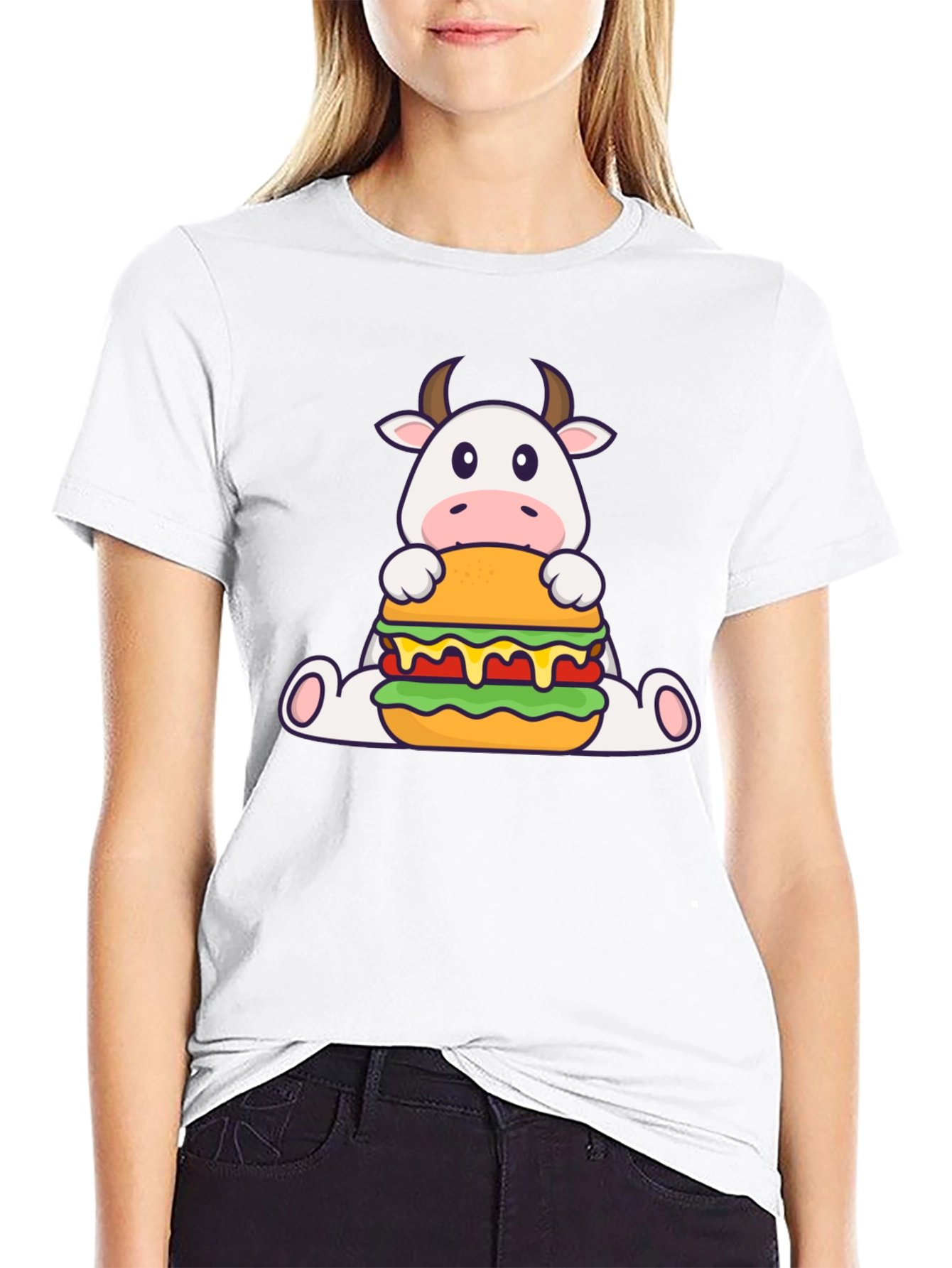 Black Cow Burger Graphic Tee - Black Casual T-Shirt view 9