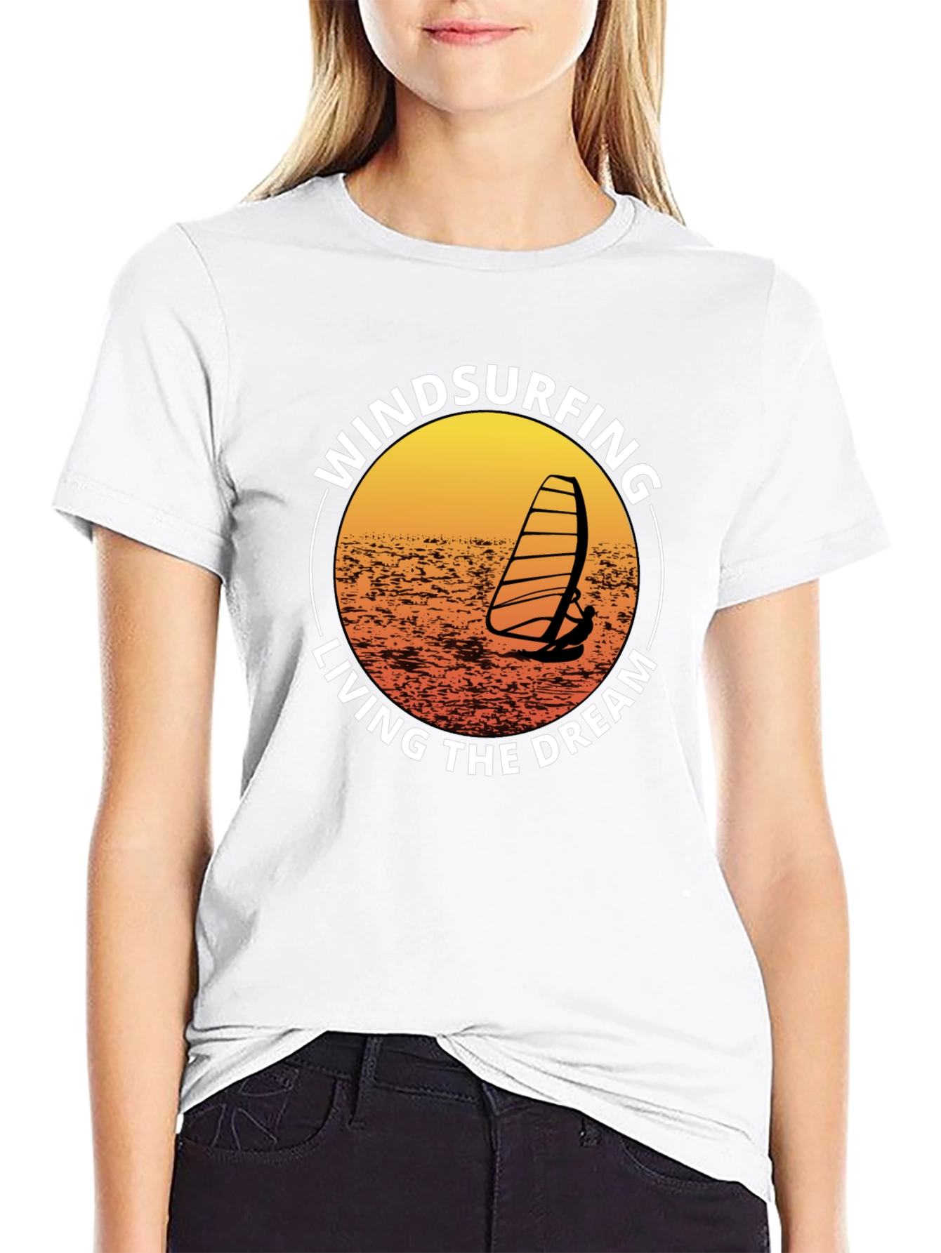 Black Windsurfing Living The Dream Graphic T-Shirt view 9