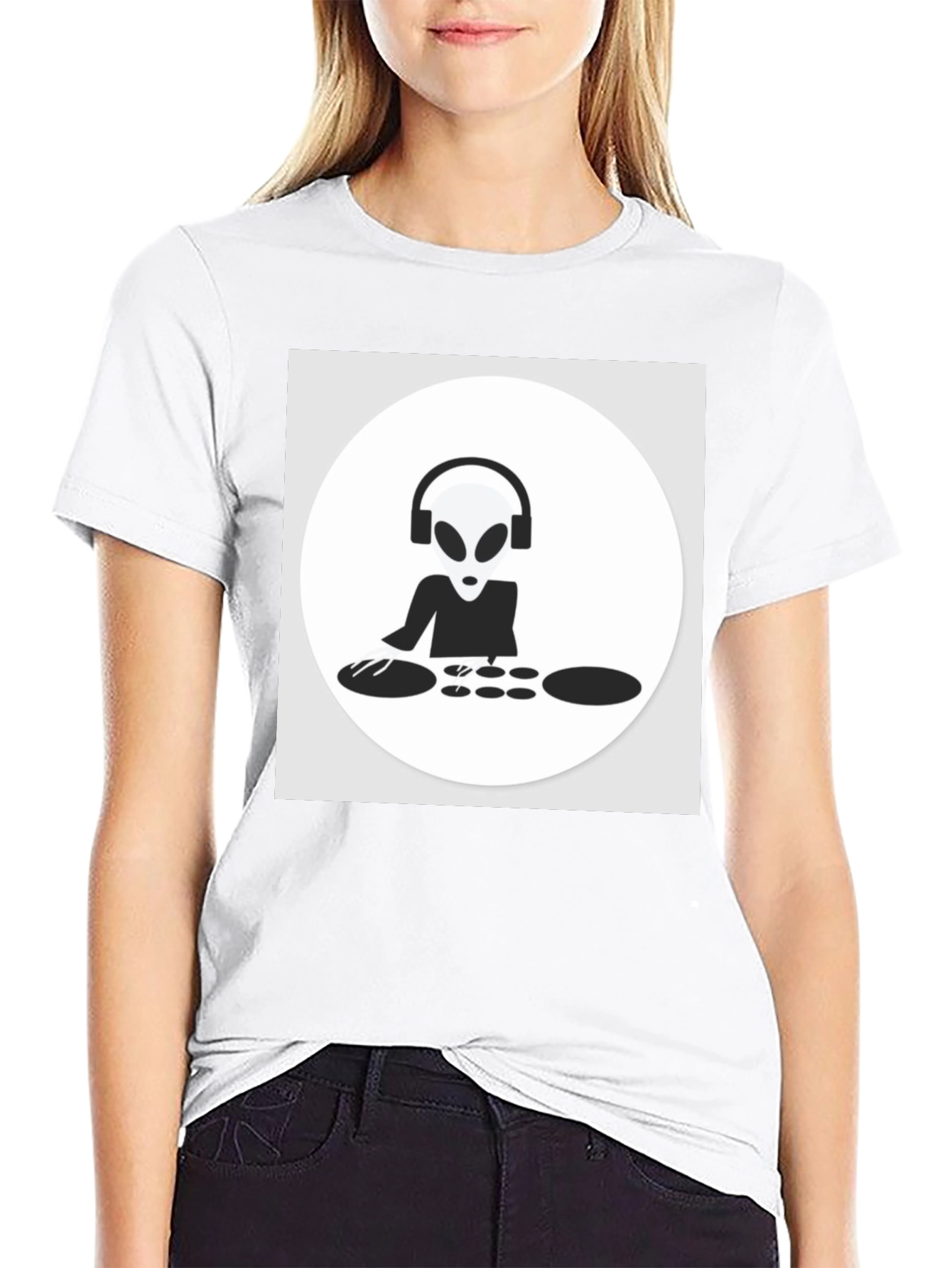 Black DJ Alien T-Shirt - Black Cotton Graphic Tee view 9