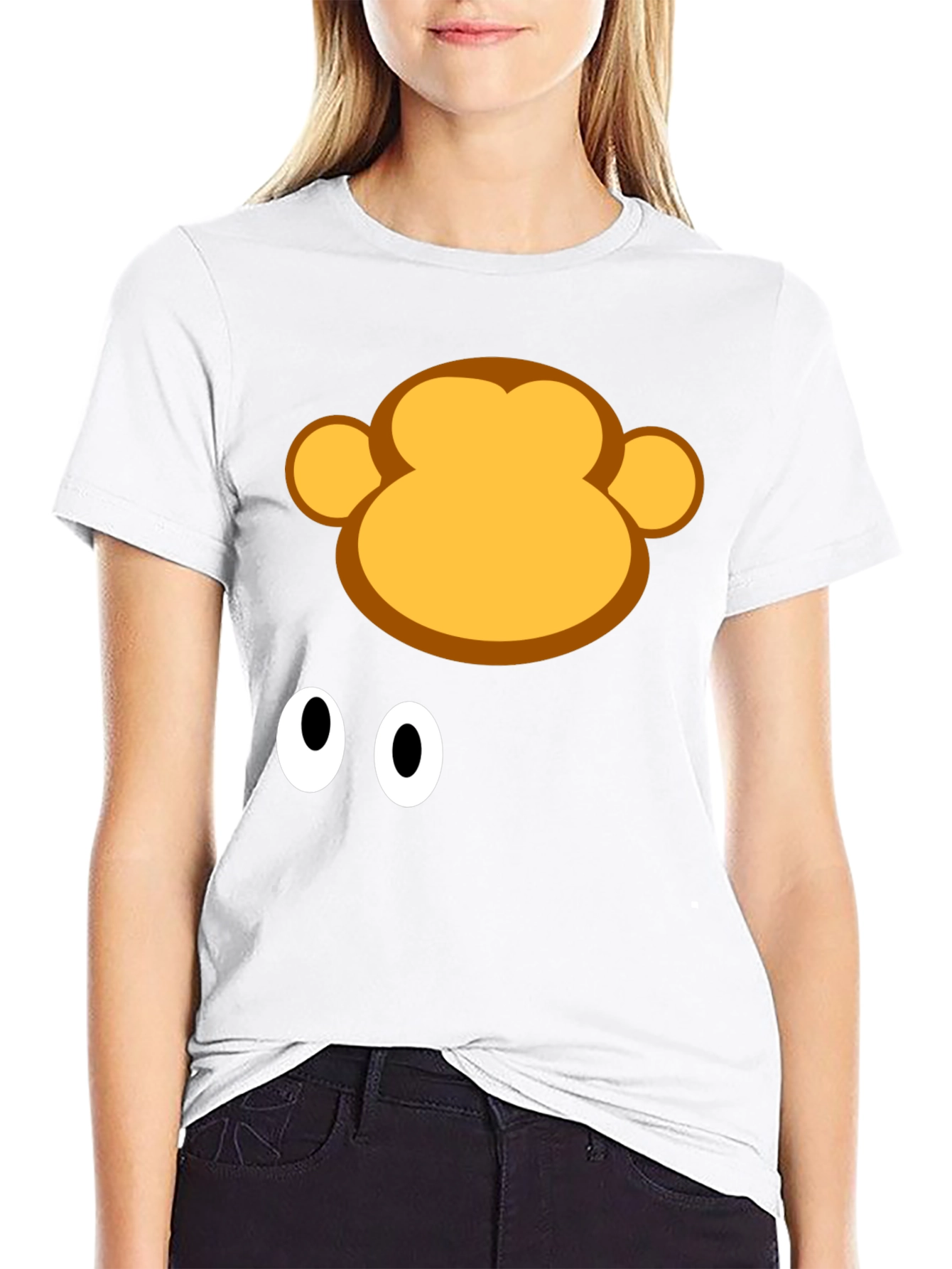 Black Monkey Face Graphic Tee - Fun Black T-Shirt view 9