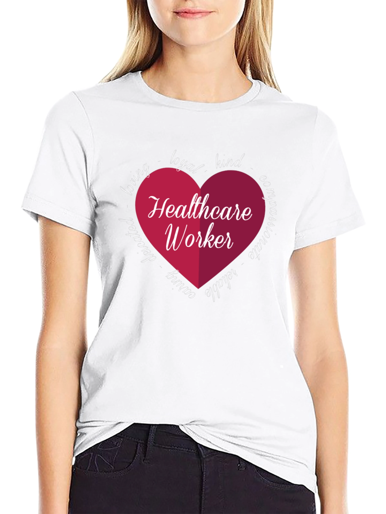 Black Healthcare Worker Heart Graphic Tee - Black view 9