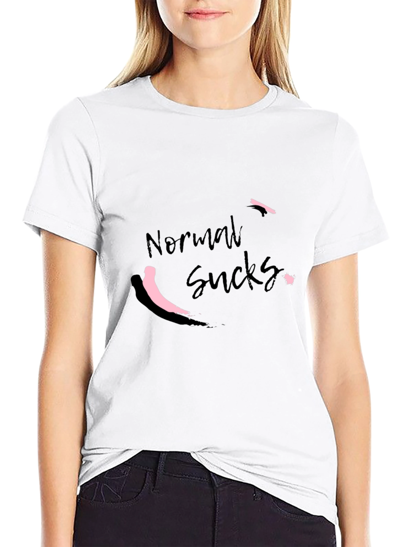 Black Normal Sucks Men's Black T-Shirt view 9