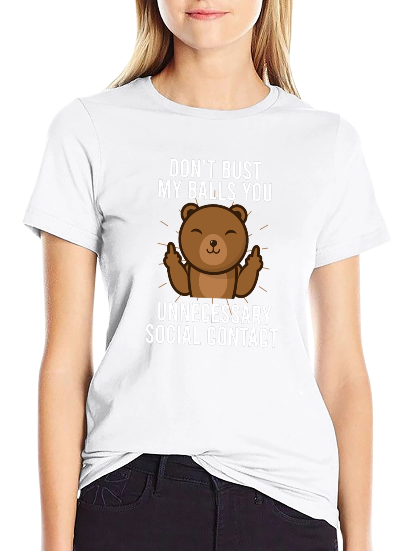 Black Don't Bust My Balls Bear Graphic T-Shirt view 9