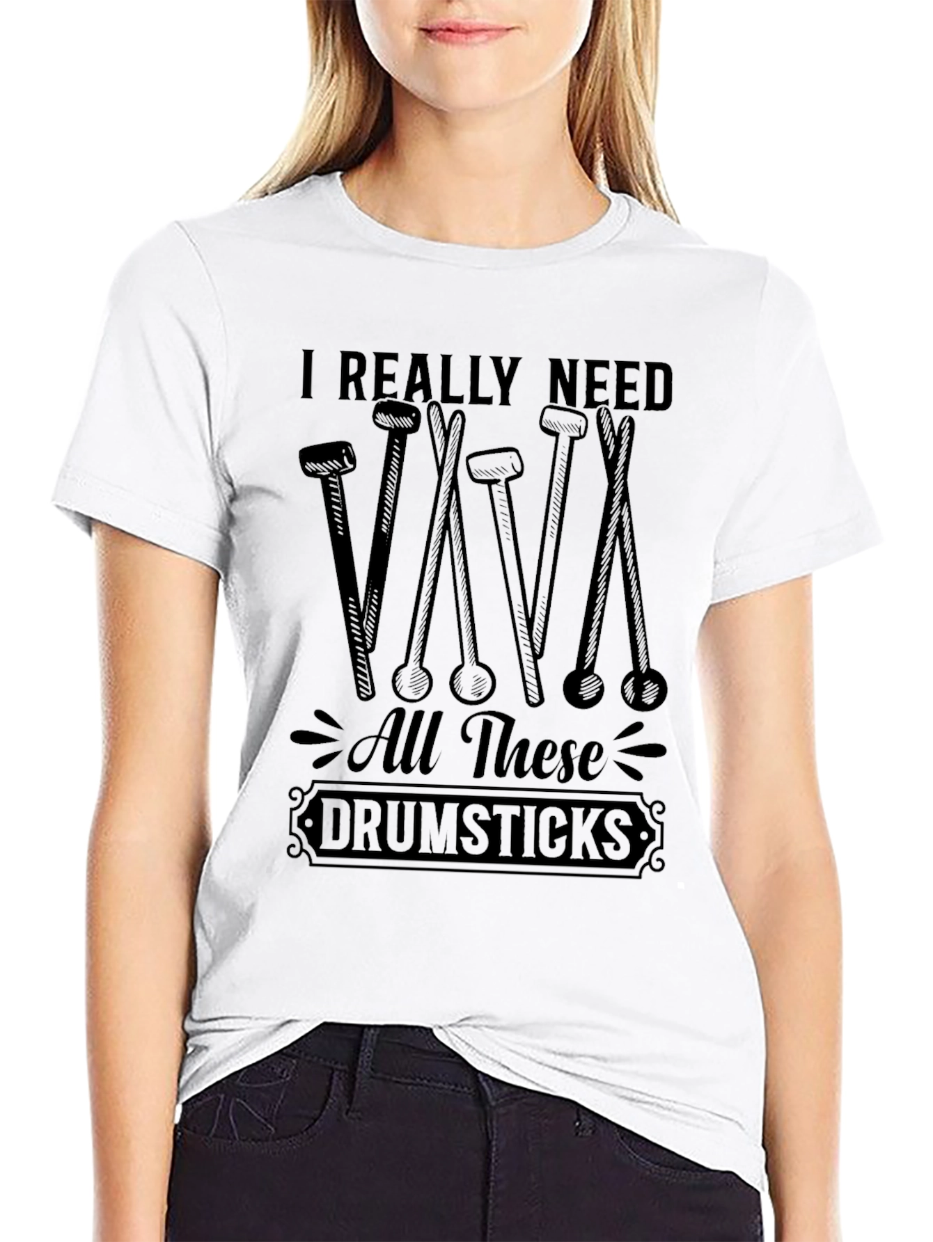 Black I Really Need All These Drumsticks T-Shirt - Black view 9