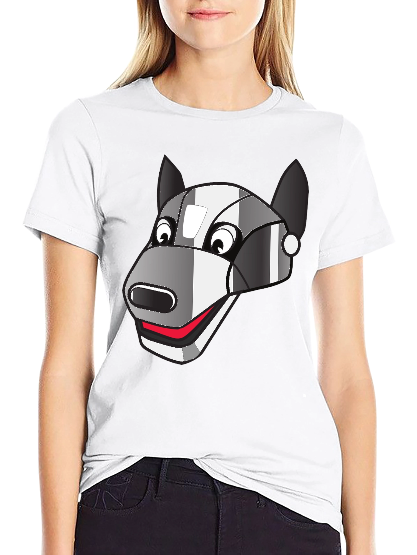 Black Robot Dog Graphic Tee - Black Cotton Blend view 9