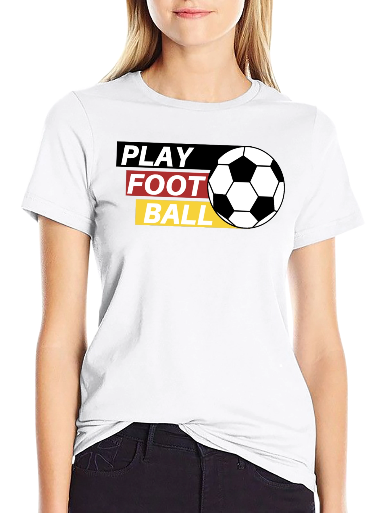 Black Play Football Graphic Tee - Black Cotton T-Shirt view 9