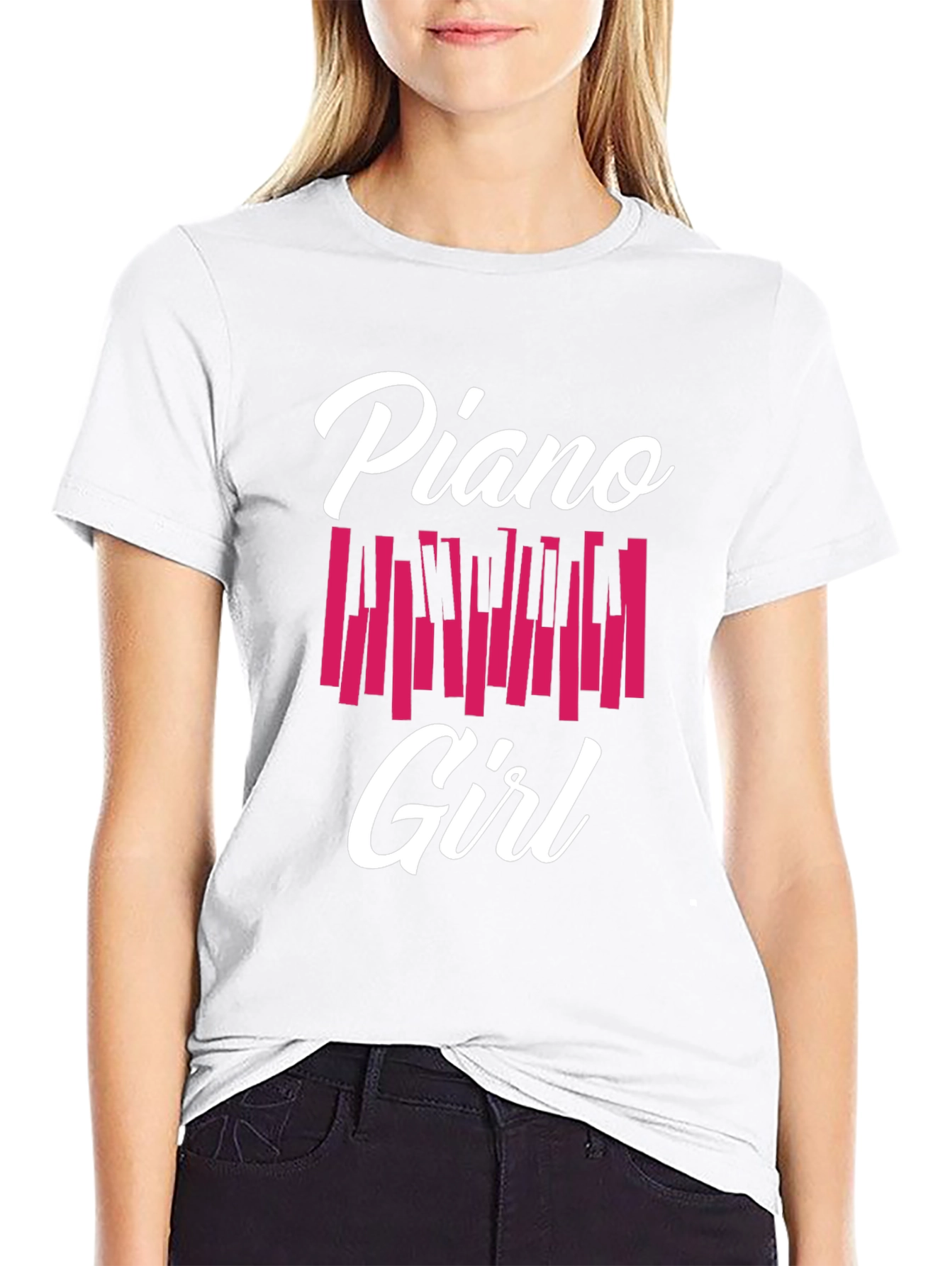Black Piano Girl Graphic Tee - Musician Fashion view 9