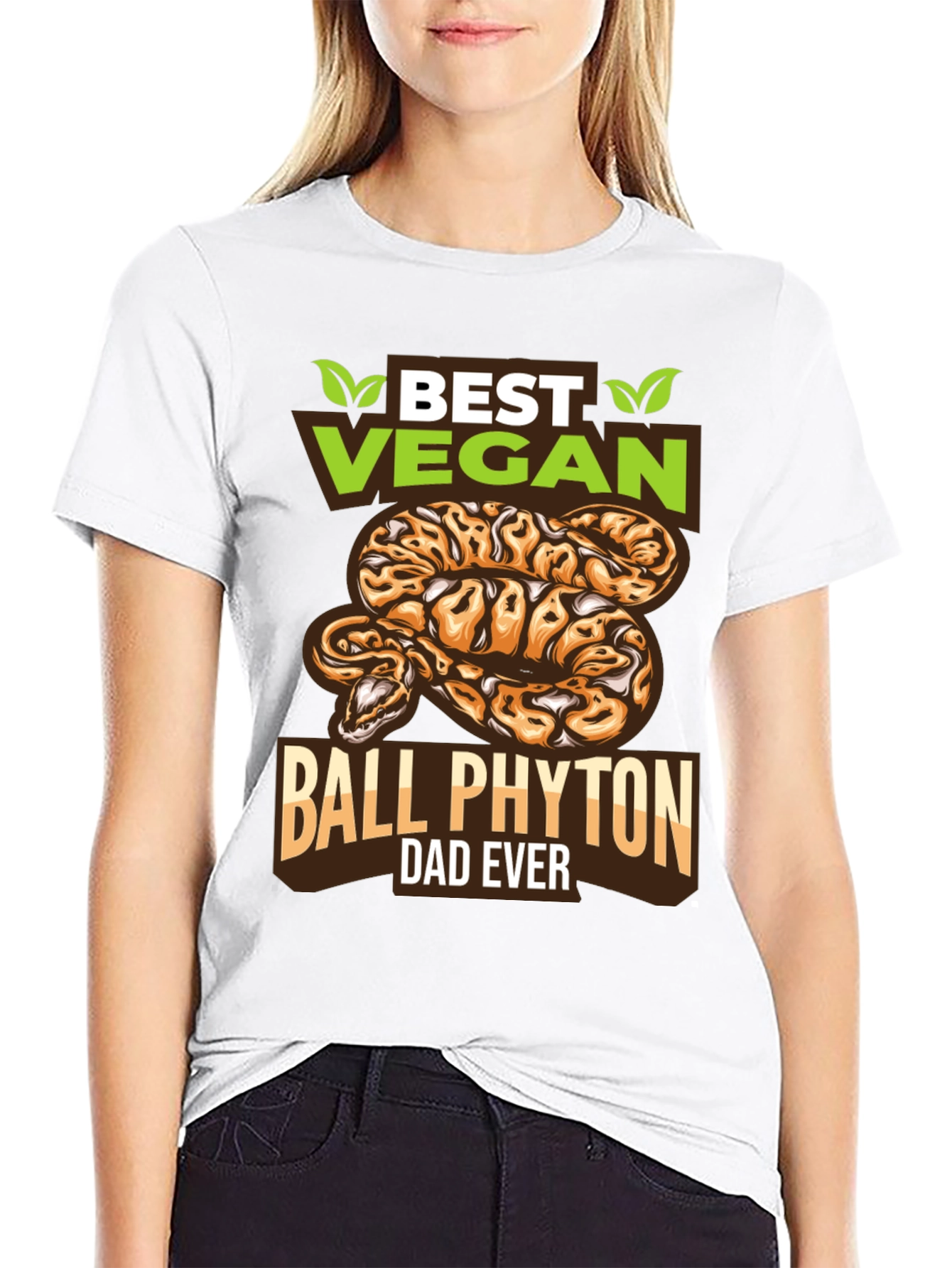 Black Vegan Ball Python Dad T-Shirt - Unique Snake Lover Gift view 9