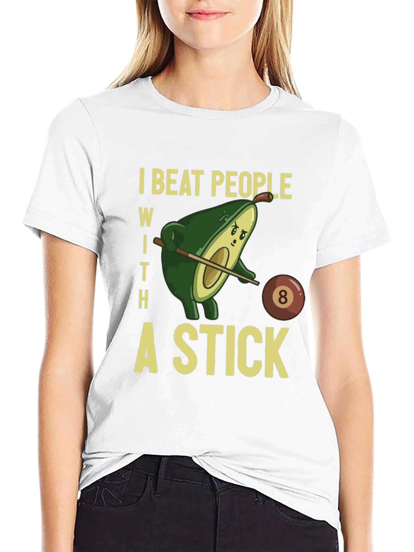 Black Funny Avocado Billiards T-Shirt view 9