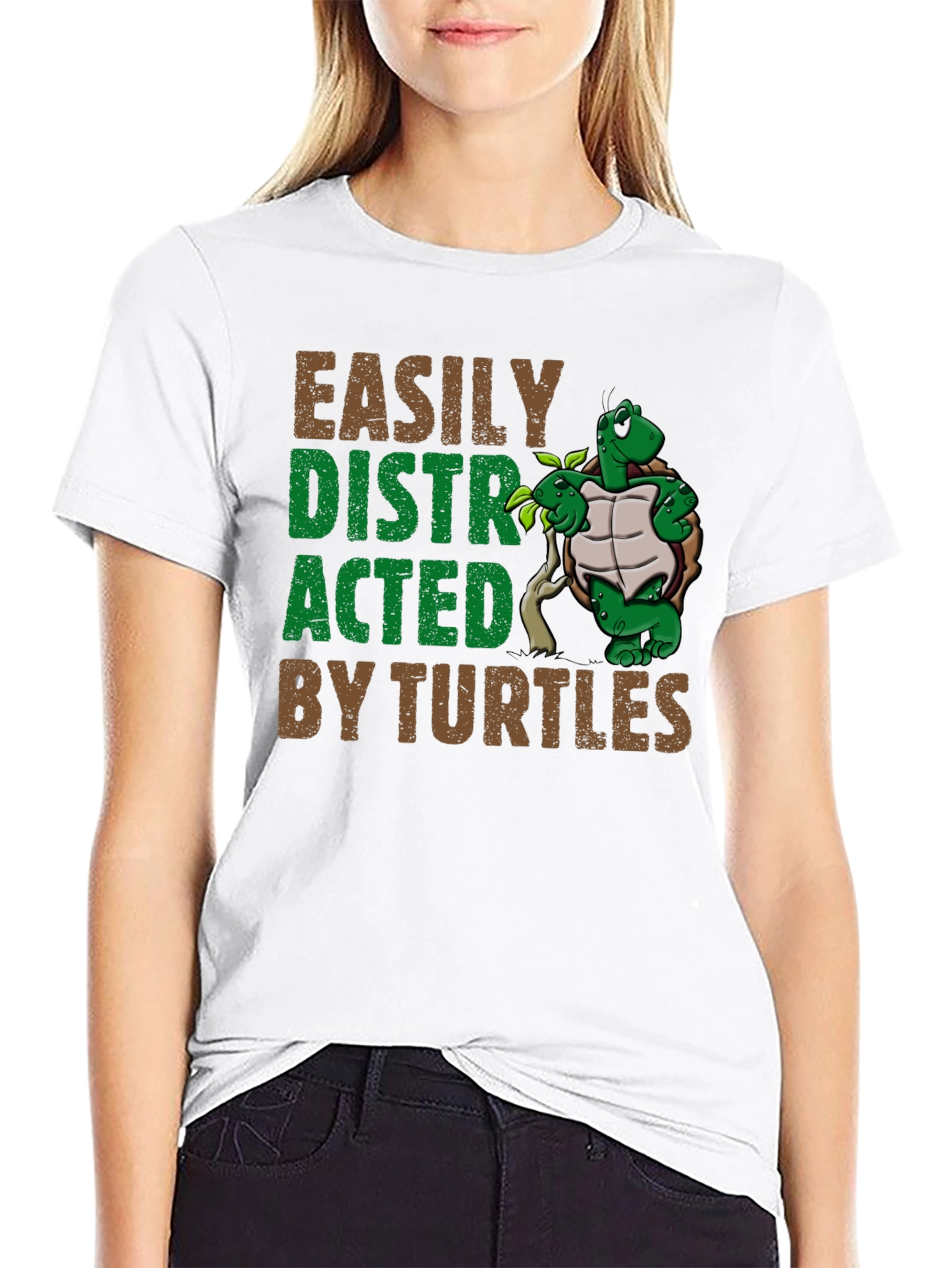 Black Easily Distracted By Turtles Graphic T-Shirt view 9