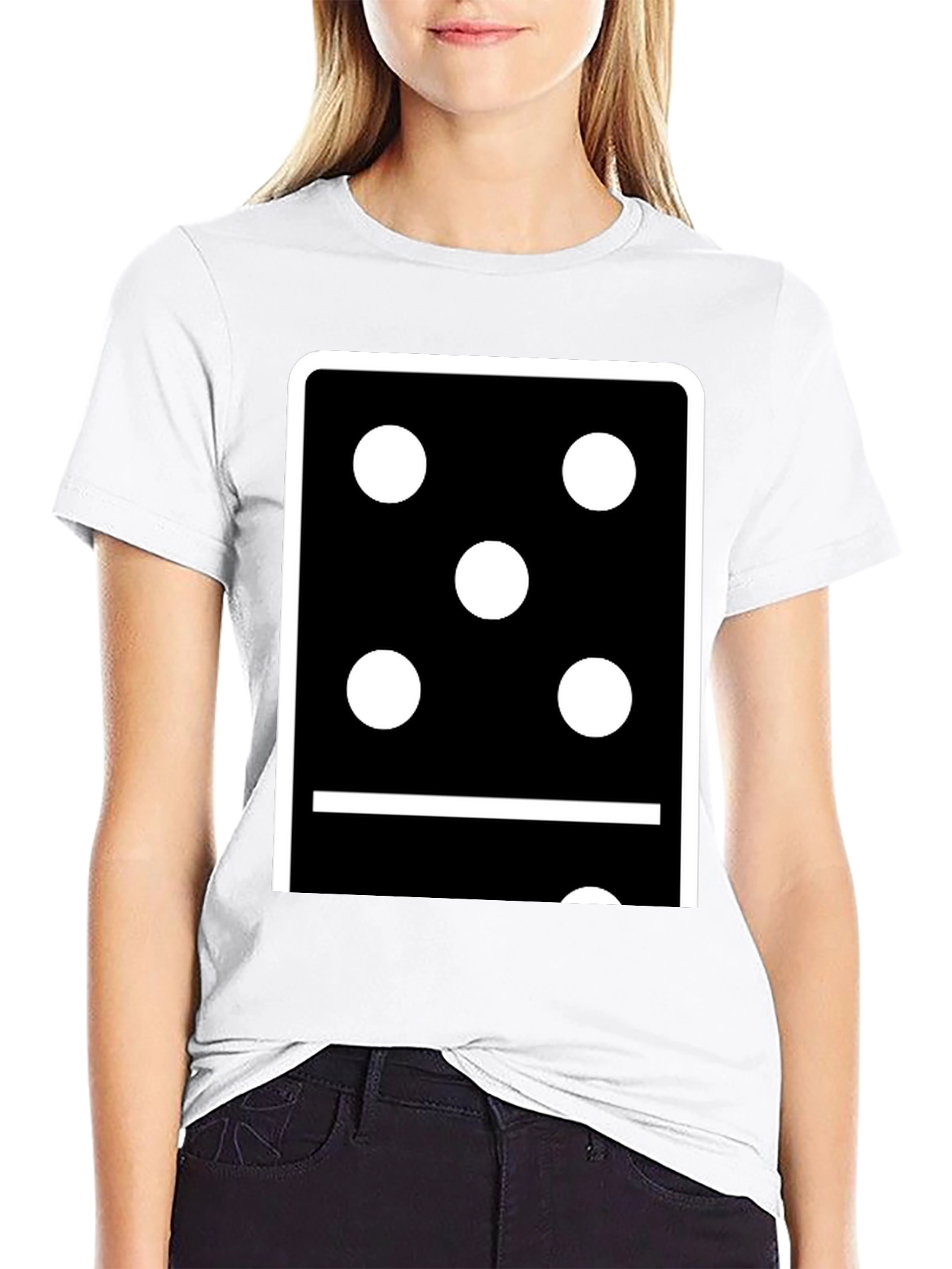 Black Domino Five-One T-Shirt - Black Cotton Graphic Tee view 9