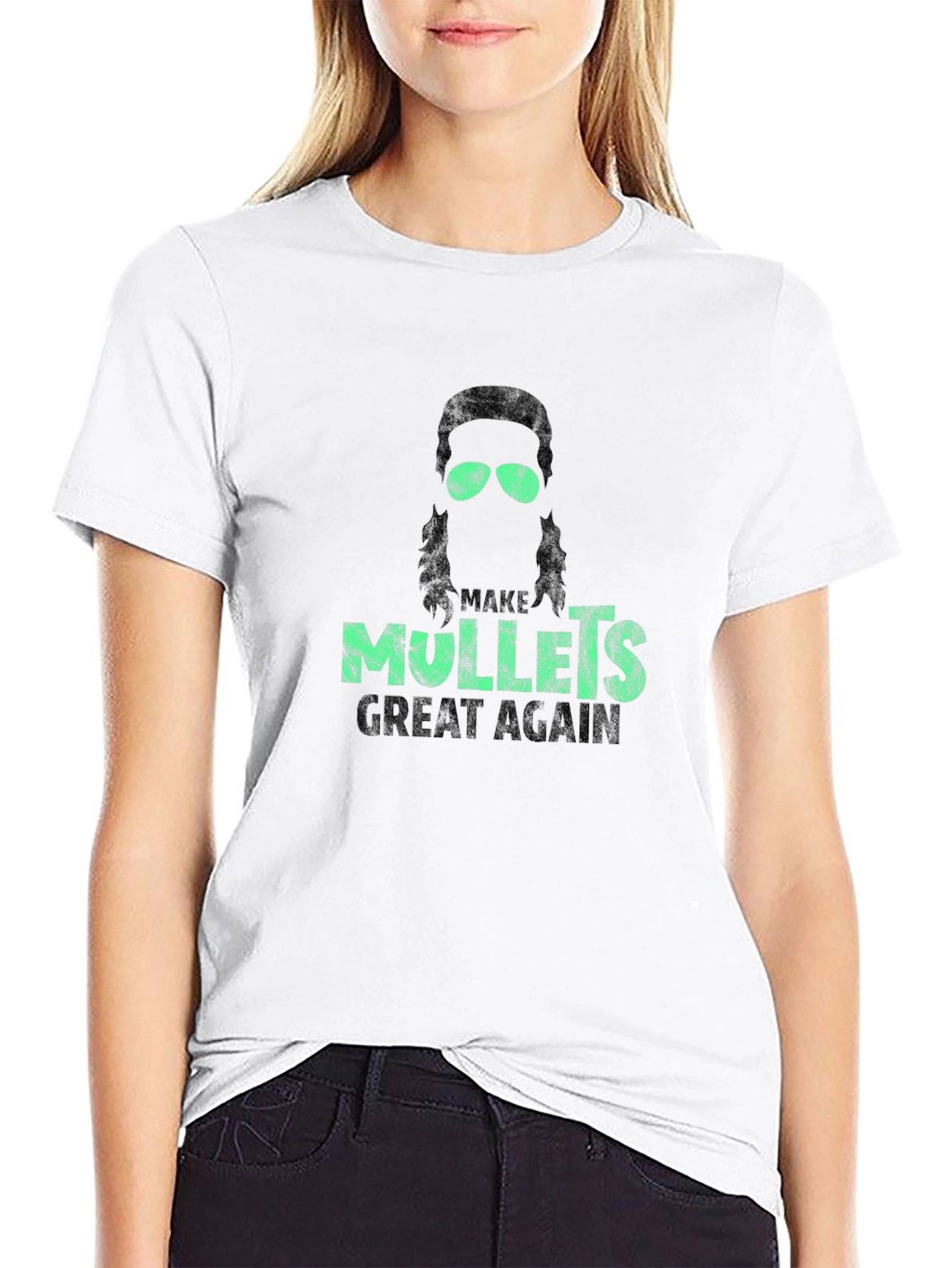 Black Make Mullets Great Again Graphic Tee view 9