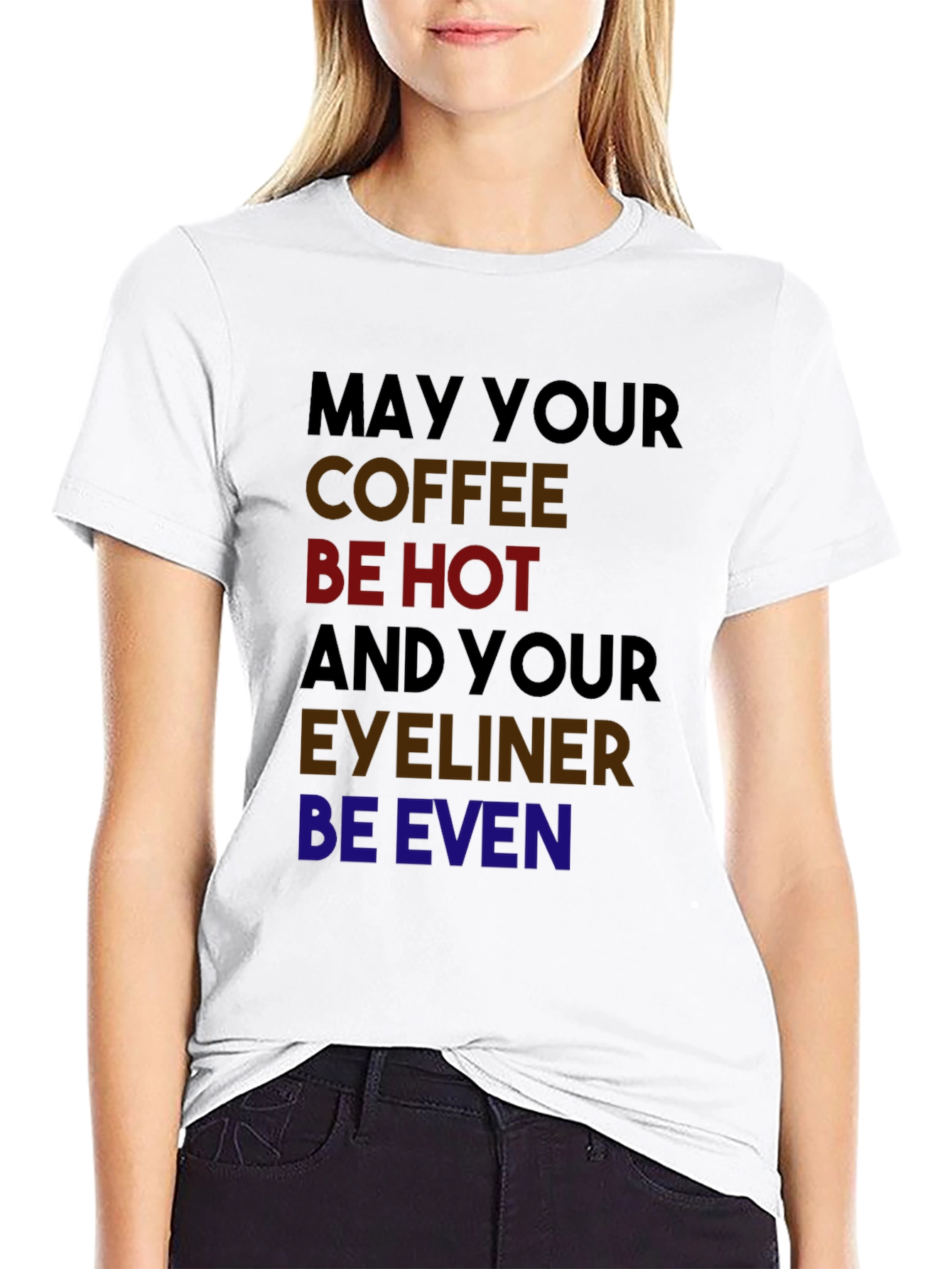 Black Coffee & Eyeliner T-Shirt - Funny Novelty Tee view 9