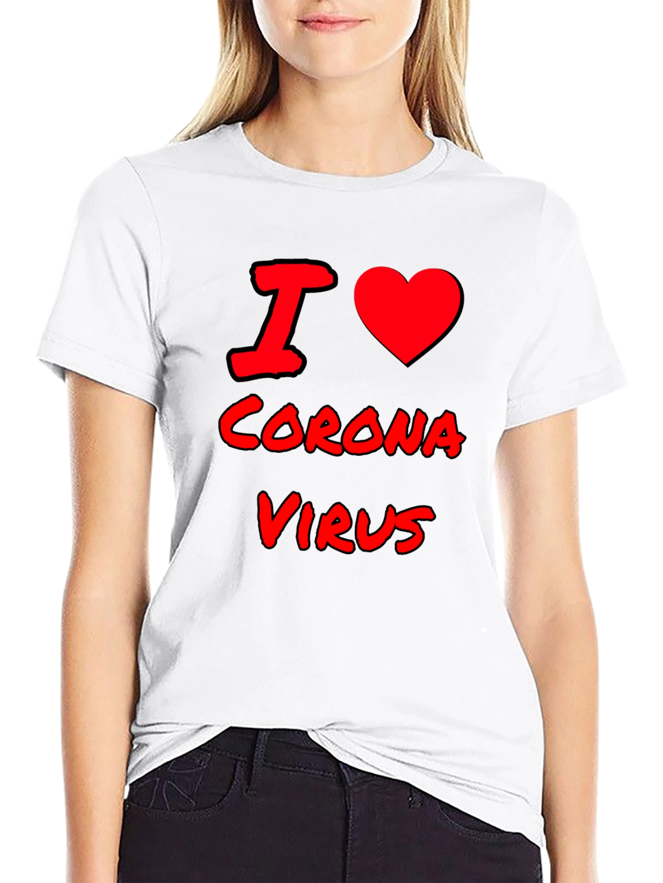 Black I Love Coronavirus Graphic Tee - Black view 9