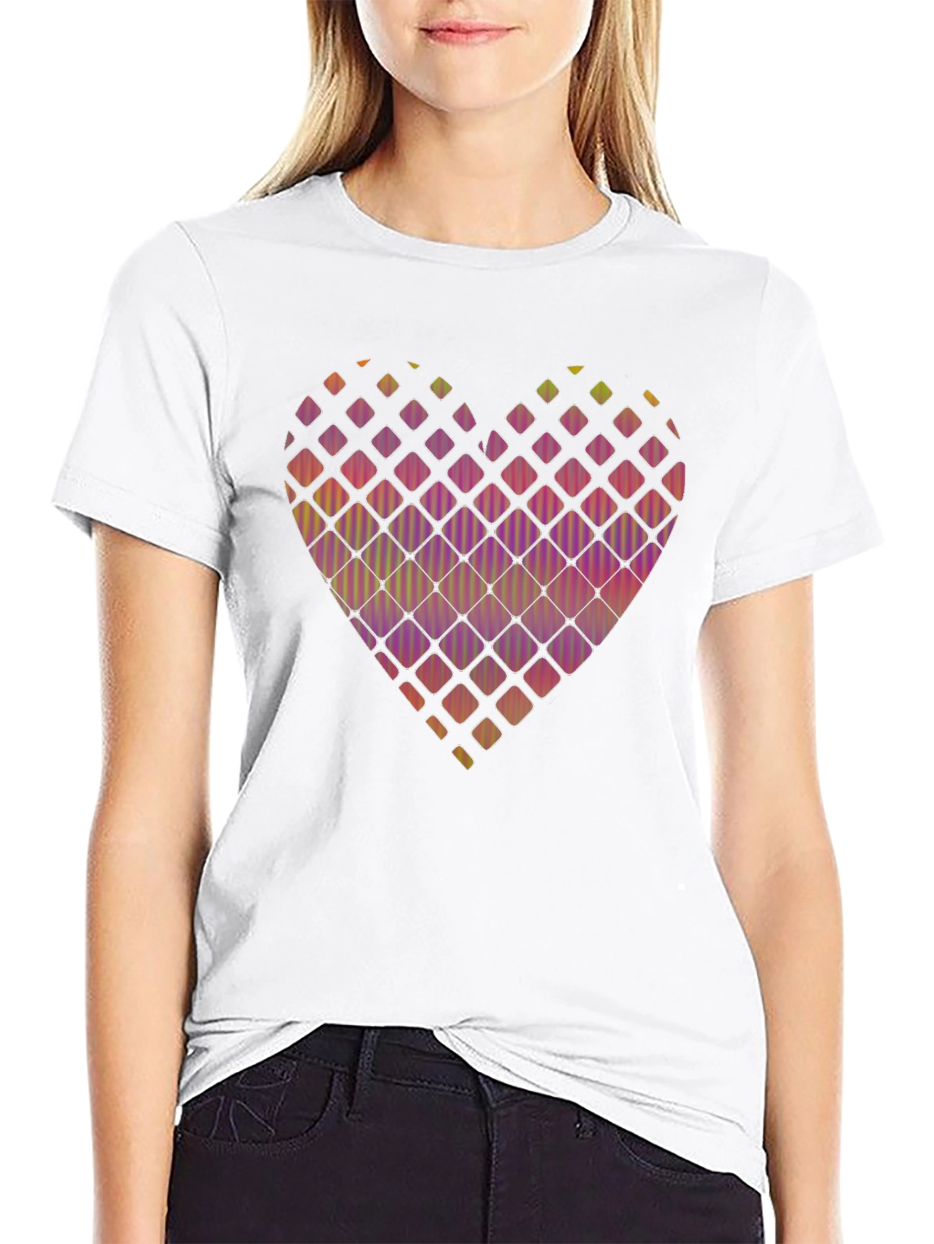 Black Heart Pattern Black T-Shirt view 9