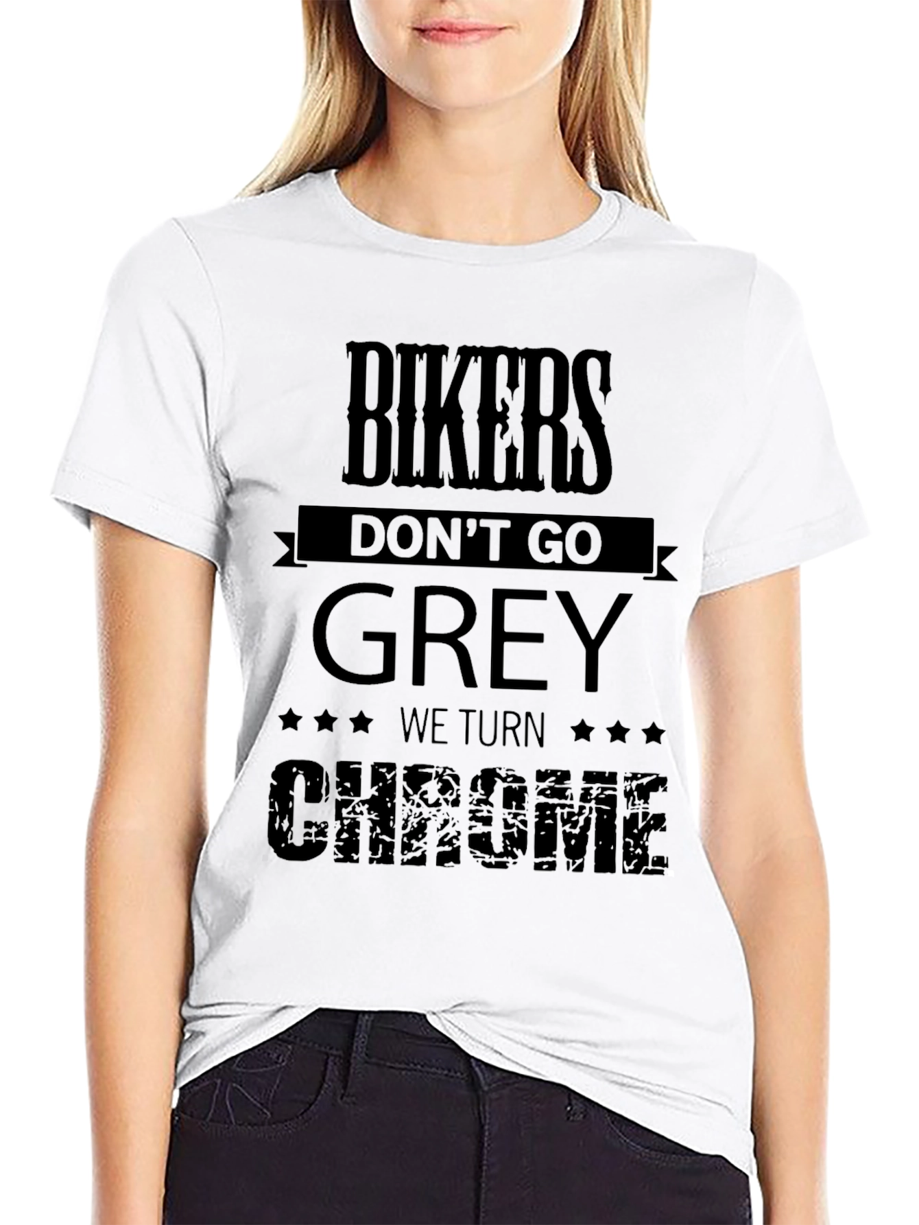 Black Bikers Don't Go Grey, We Turn Chrome T-Shirt view 9
