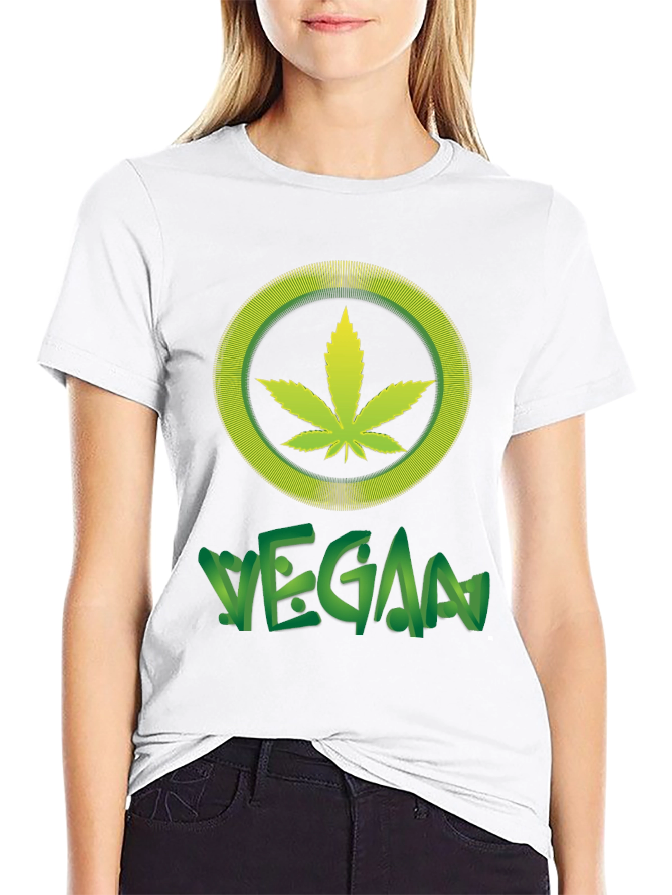 Black Vegan Marijuana Leaf T-Shirt - Black Cotton Tee view 9