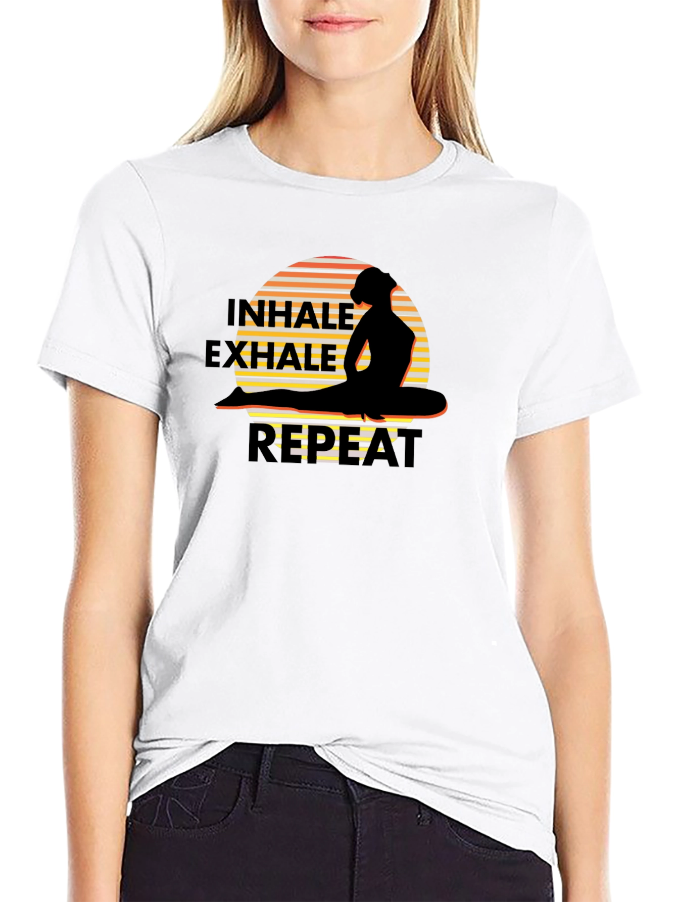 Black Inhale Exhale Repeat Yoga T-Shirt view 9