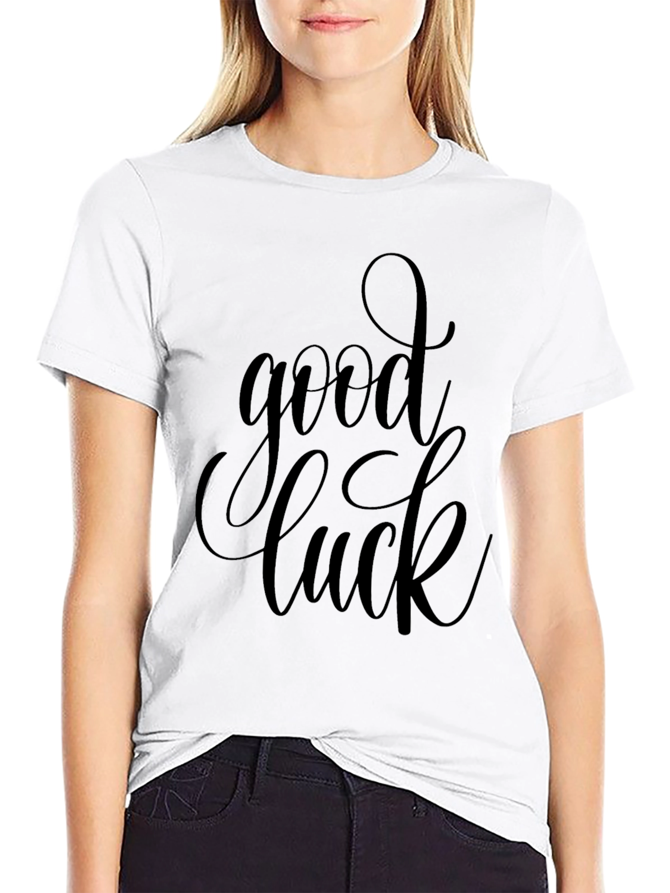 Black Good Luck Graphic Tee - Black Crew Neck view 9