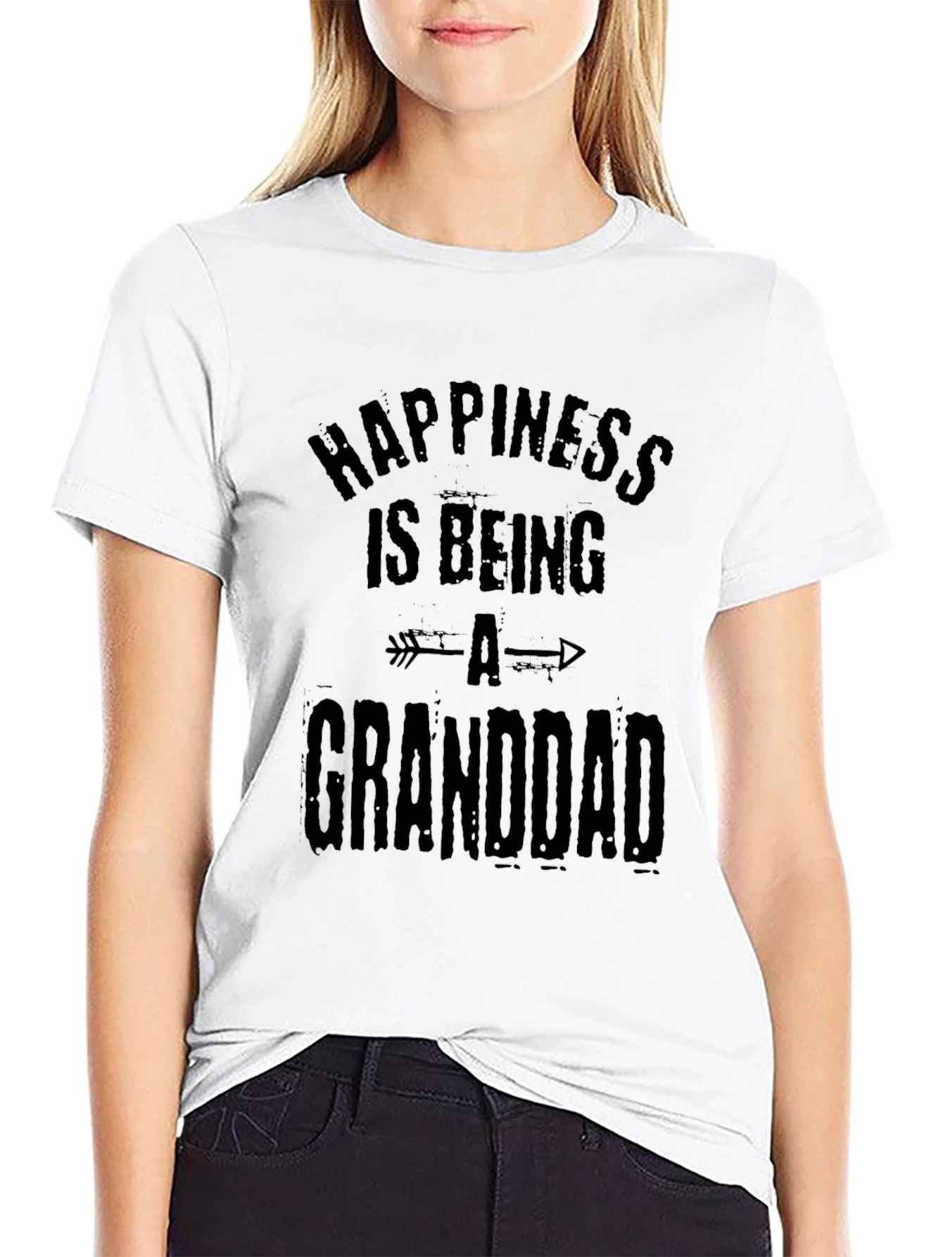Black Happiness Is Being A Granddad Men's Black T-Shirt view 9