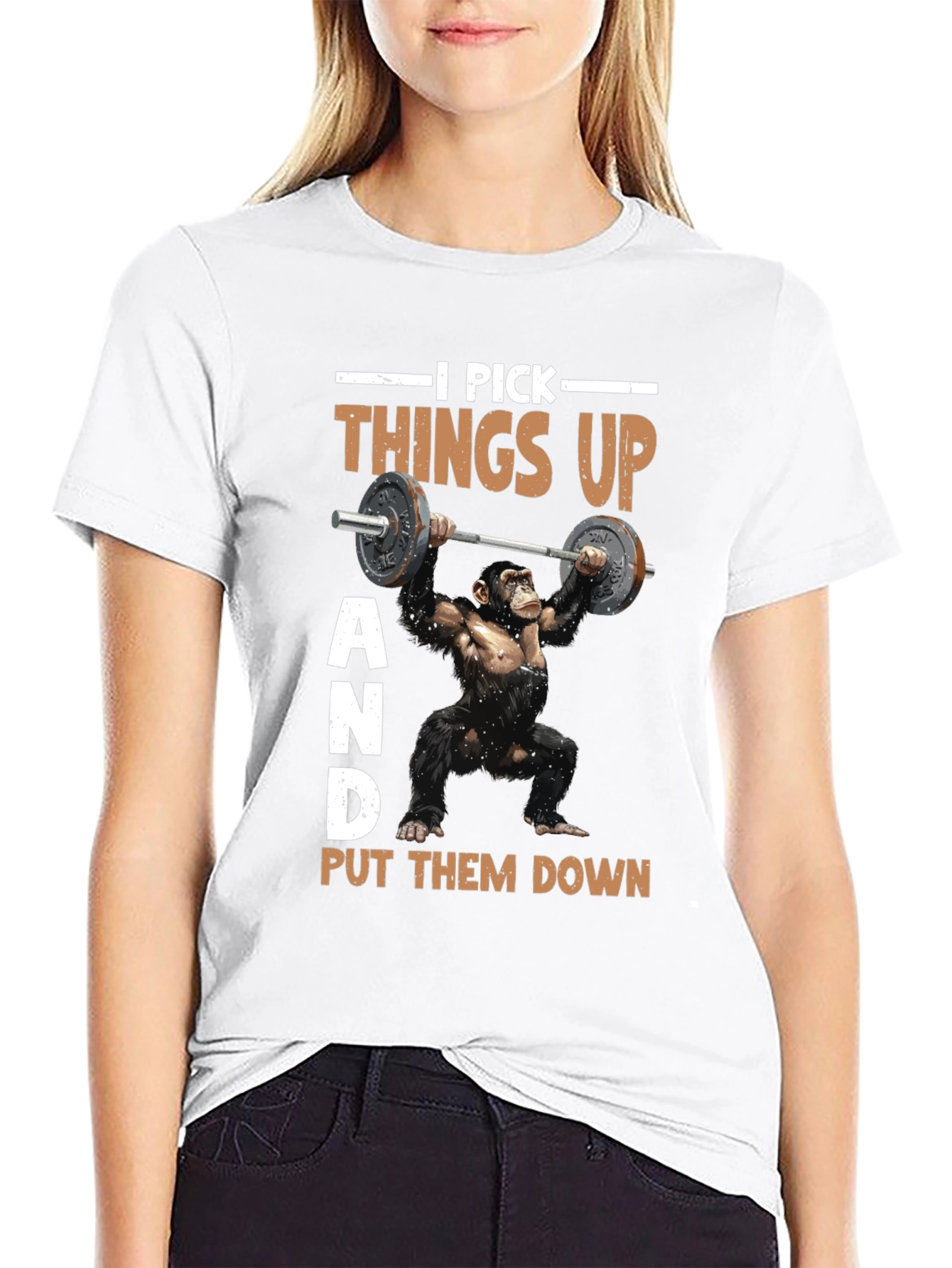 Funny Gym Monkey T-Shirt - I Pick Things Up - 9