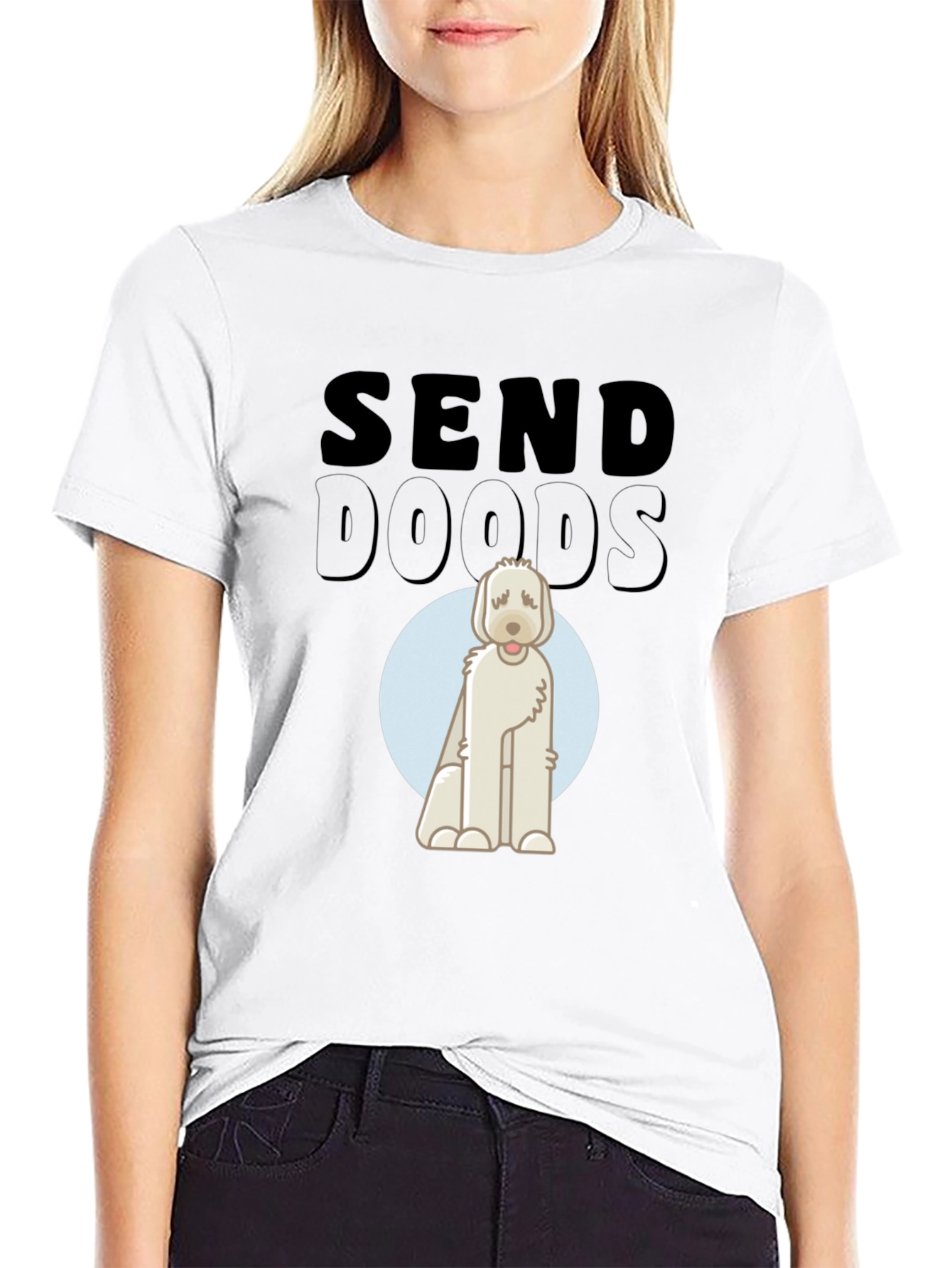 Black Send Doods T-Shirt - Funny Doodle Dog Tee view 9