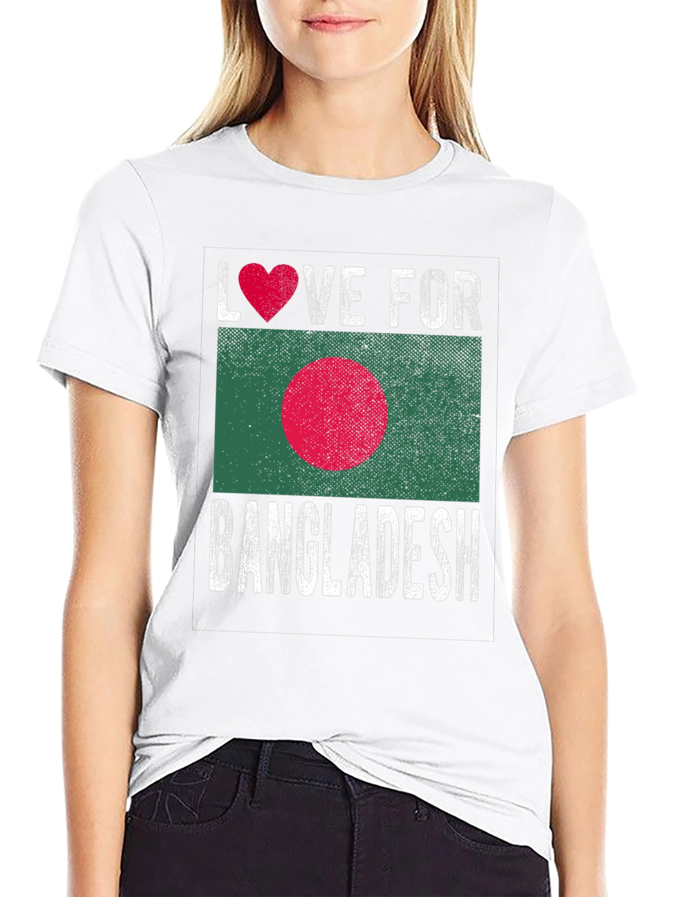 Black Love for Bangladesh T-Shirt - Heart Flag Design view 9