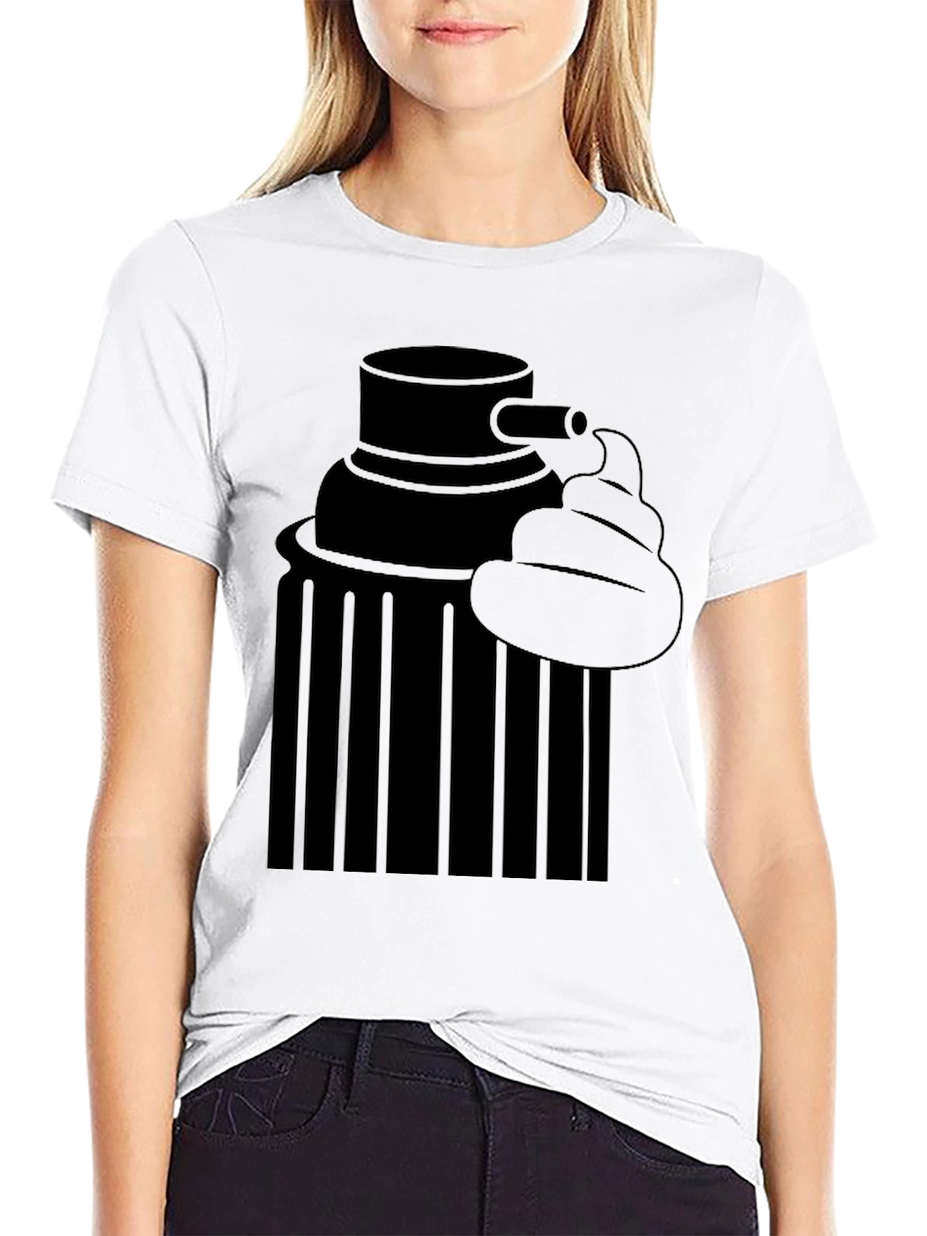 Black Toilet Humor Tee - Graphic Print Black T-Shirt view 9