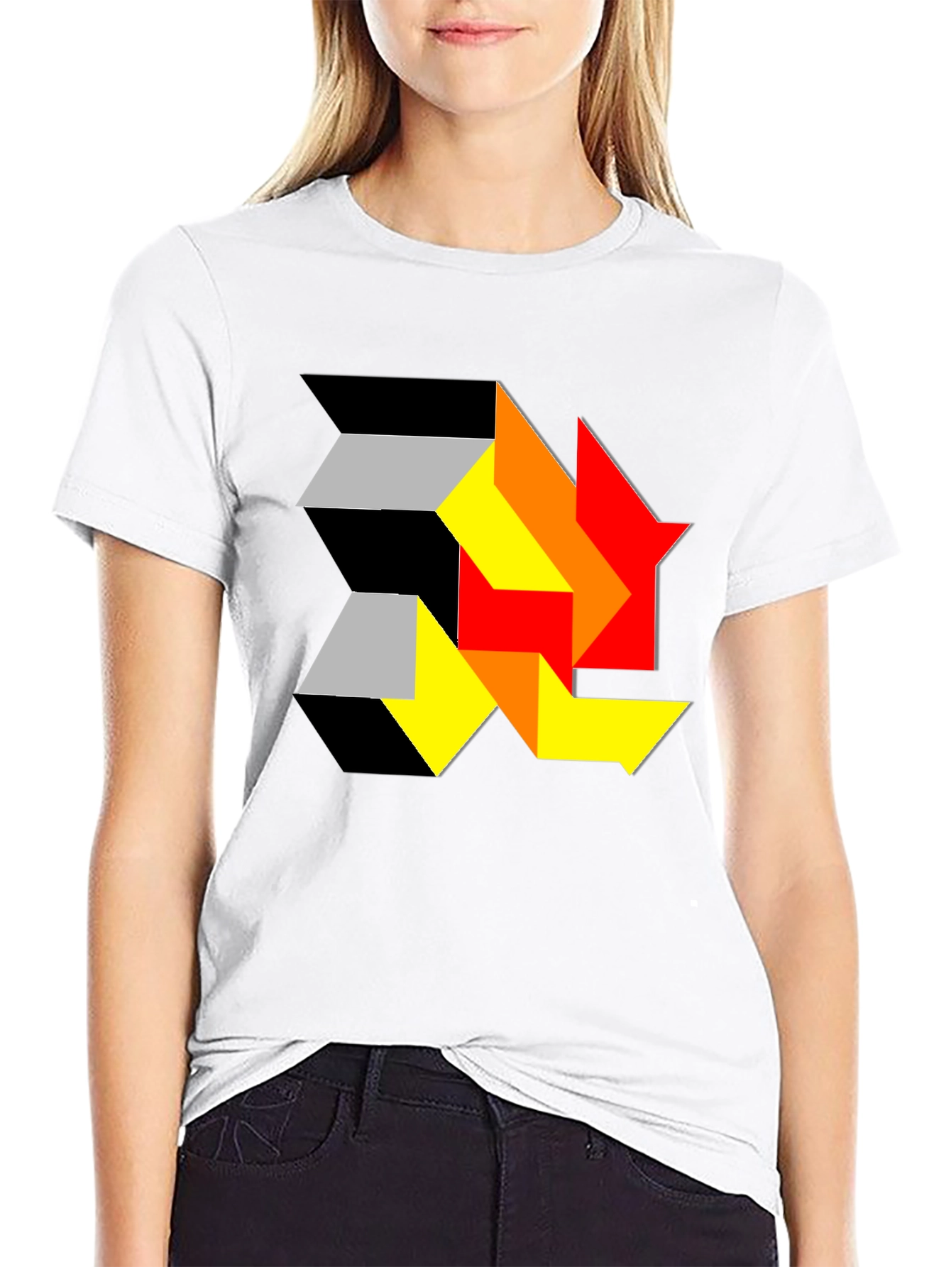 Black Abstract Geometric T-Shirt - Modern Art Design view 9
