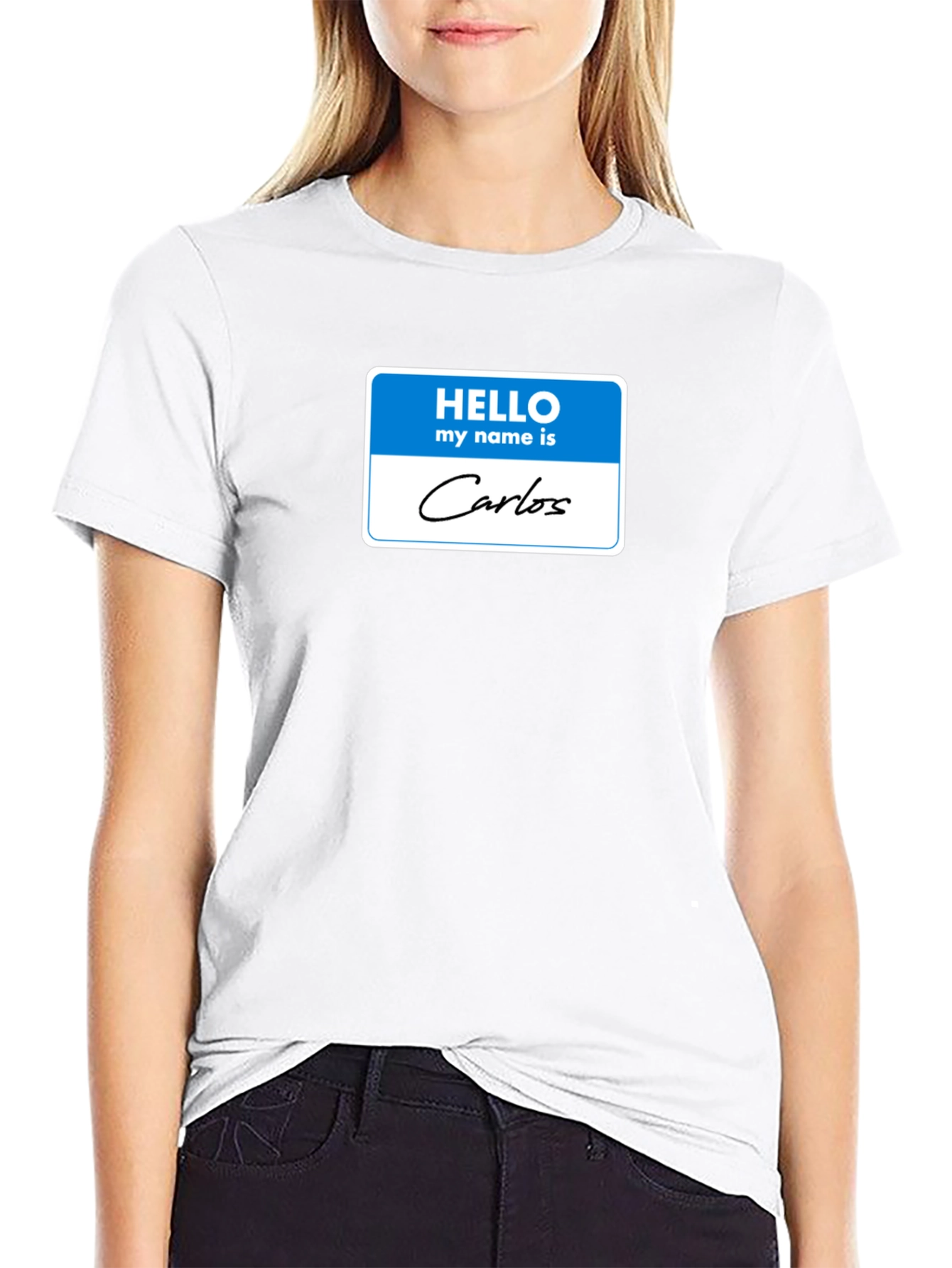 Black Hello My Name Is Carlos T-Shirt view 9
