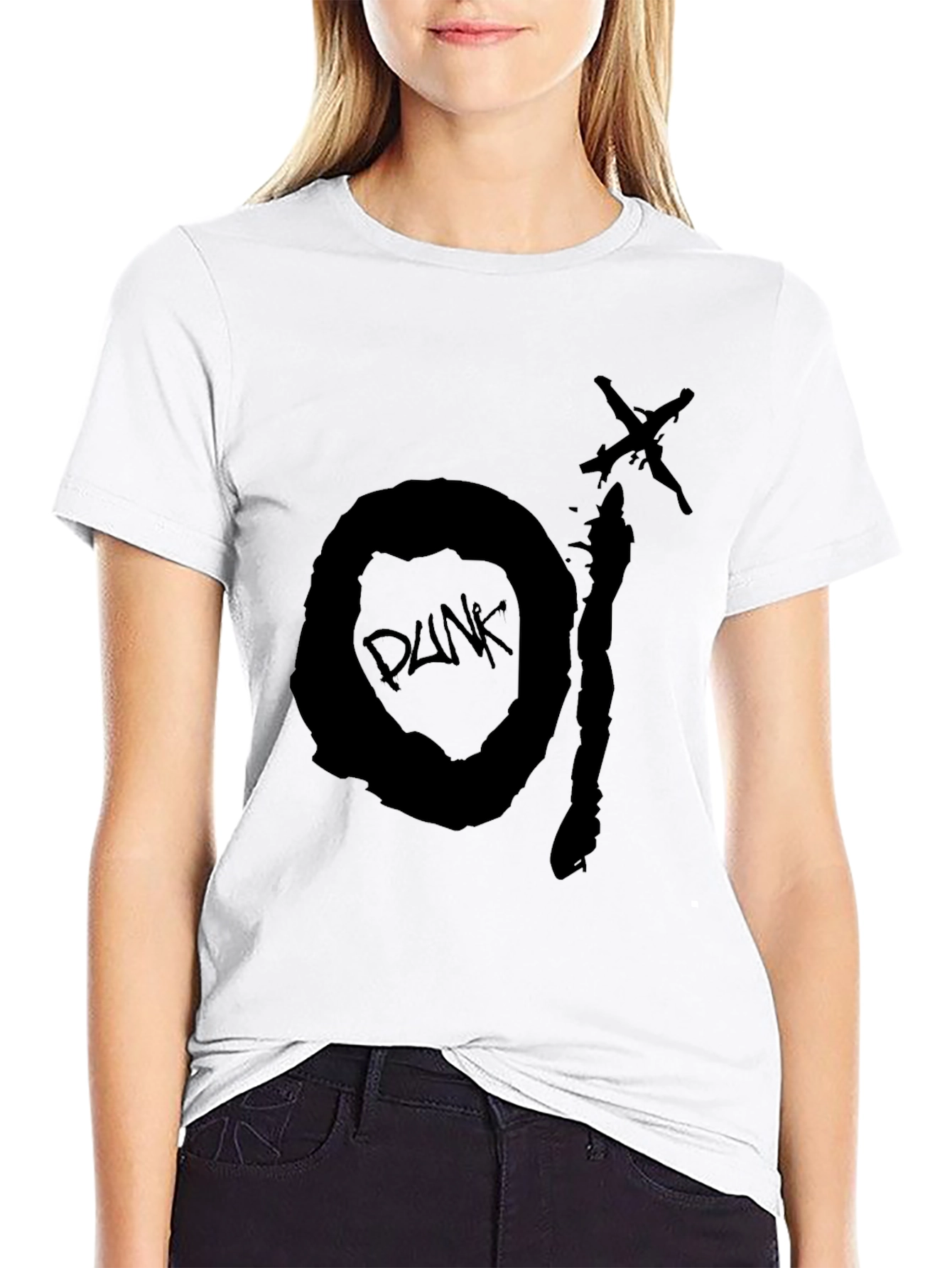 Black Punk Graphic Tee - Distressed Design - 9