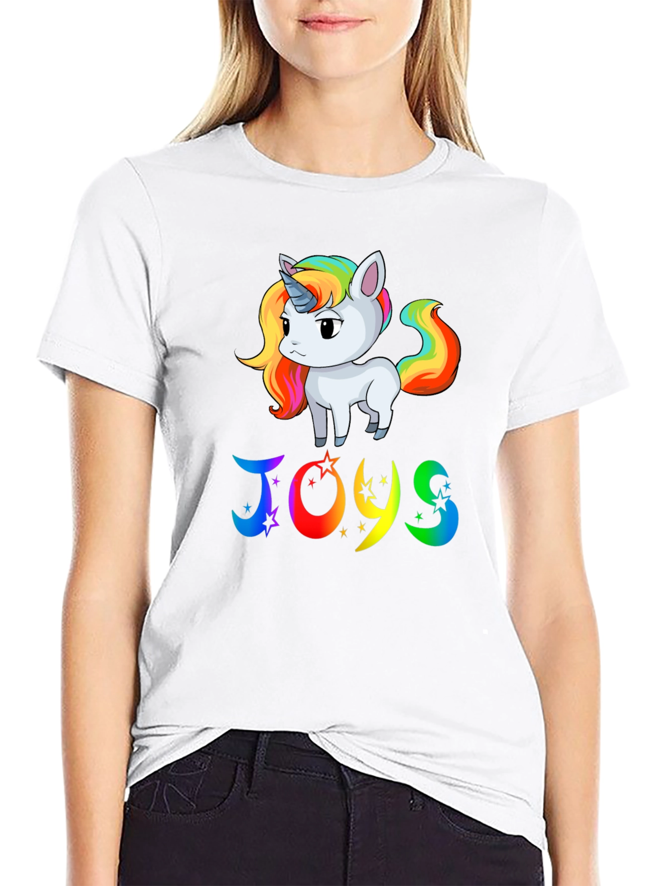 Black Rainbow Unicorn JOYS Graphic Tee view 9