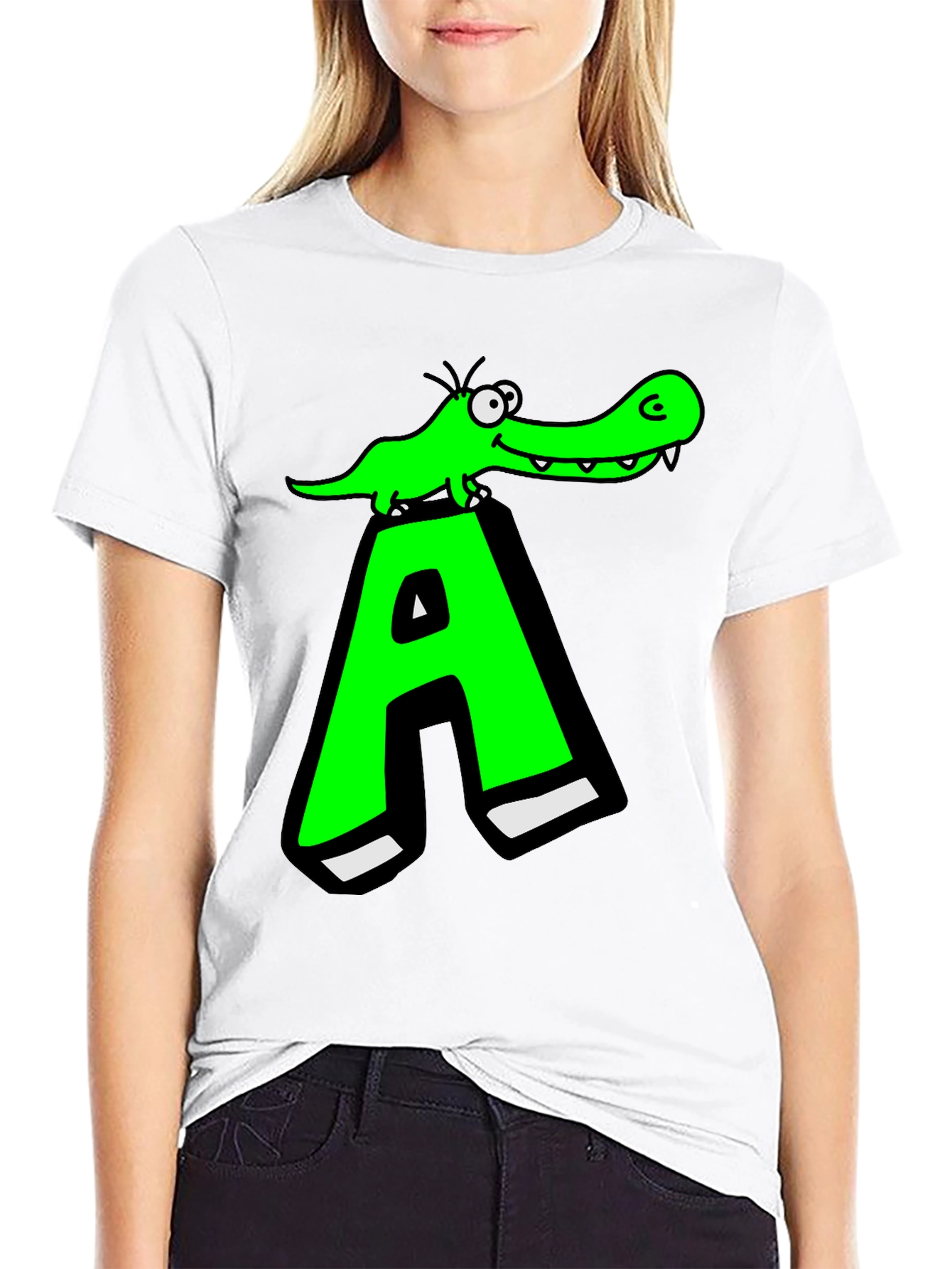 Black Funny Alligator 'A' Graphic T-Shirt view 9