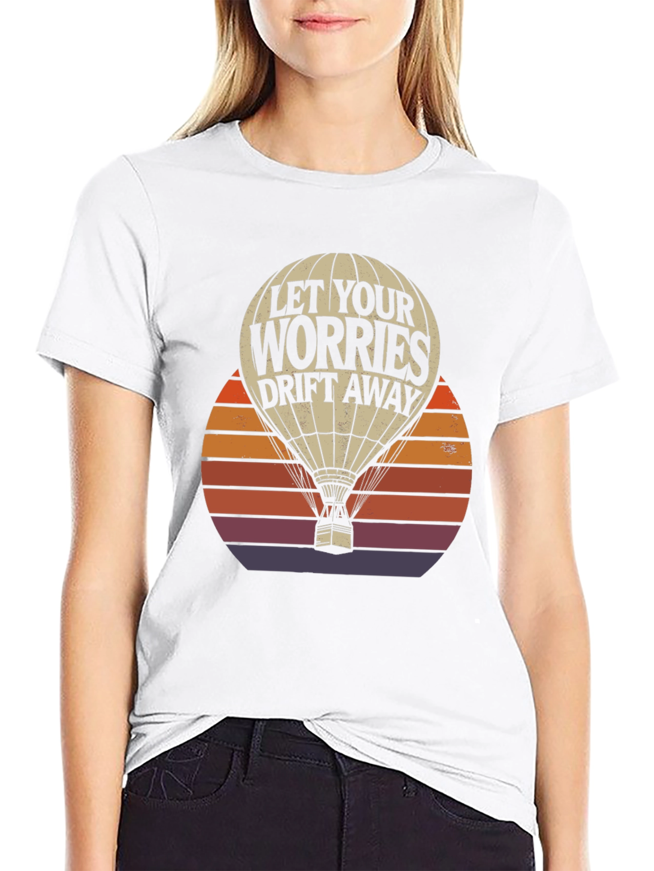 Black Let Your Worries Drift Away T-Shirt view 9