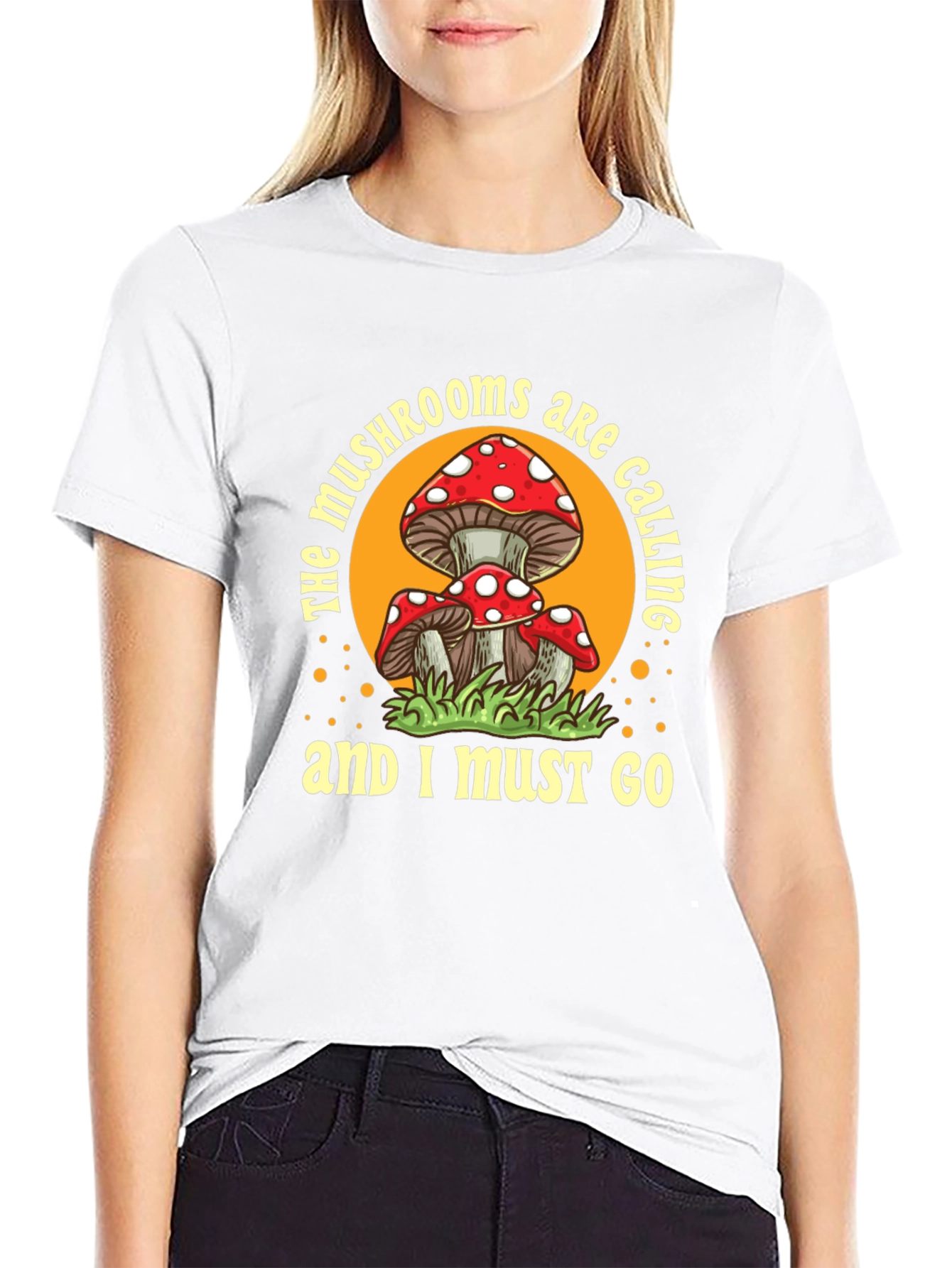Black Mushroom Calling T-Shirt view 9