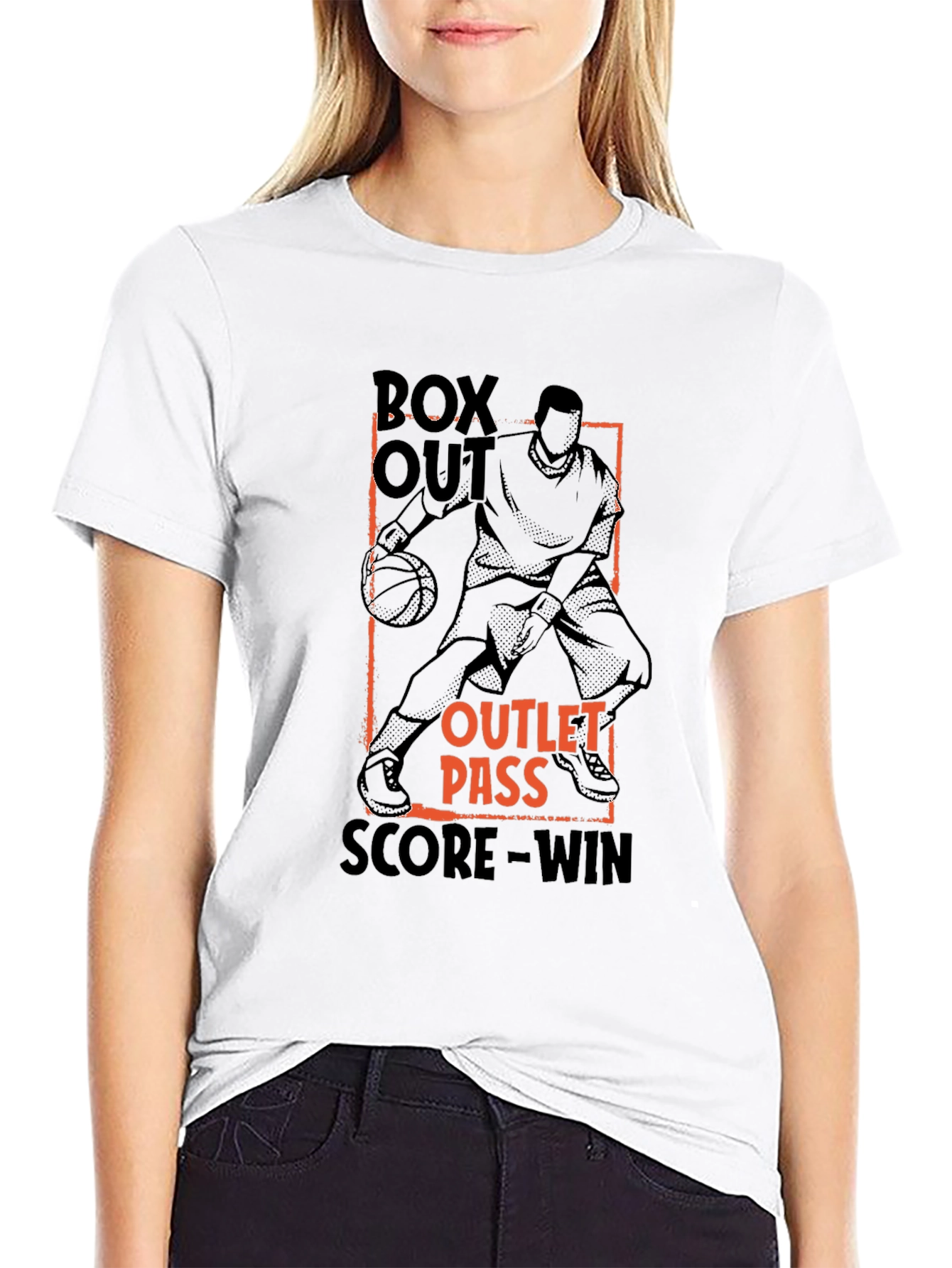 Black Basketball Graphic T-Shirt: Box Out, Pass, Score view 9