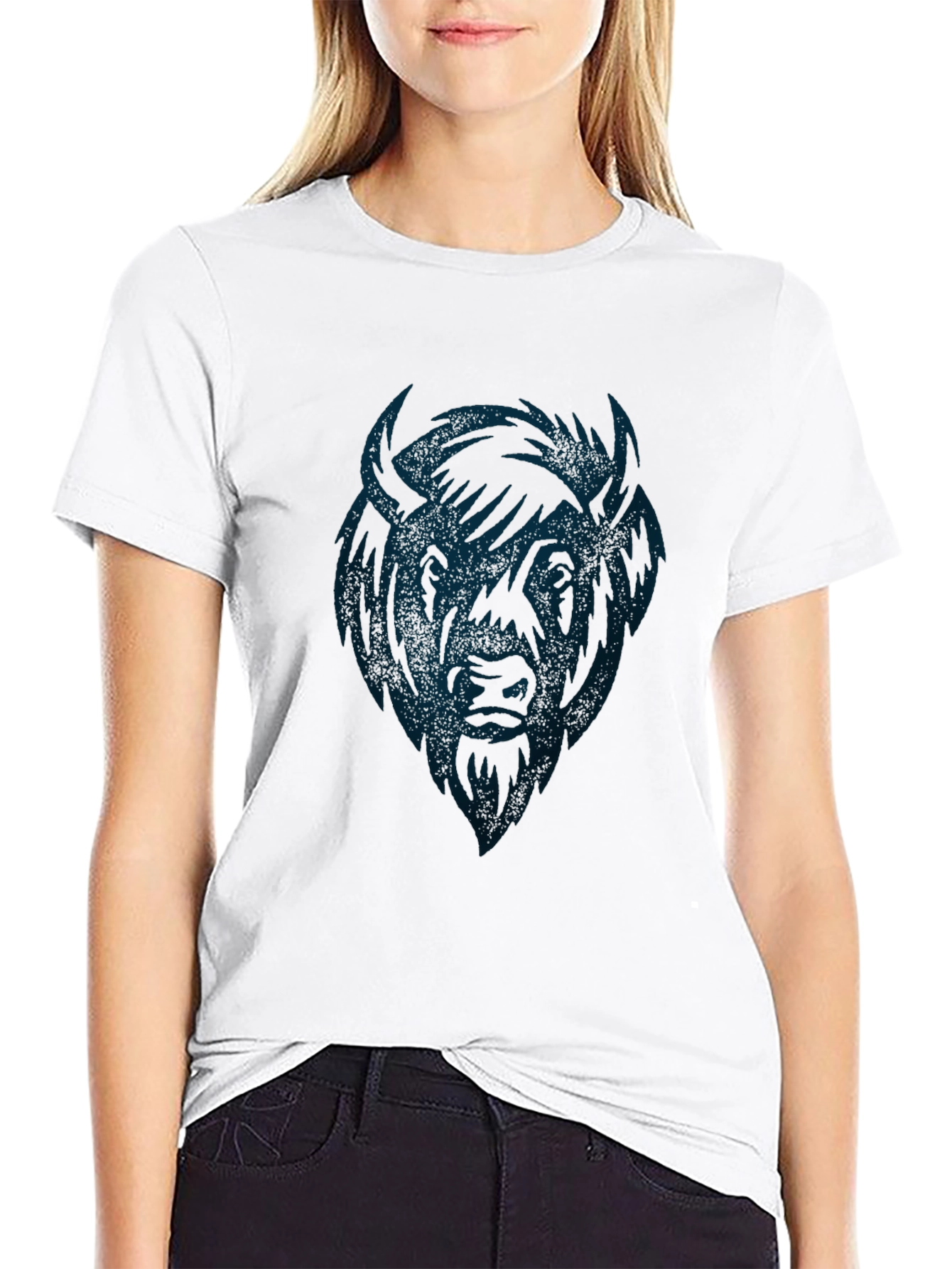Black Black Bison Graphic Tee - Soft Cotton Crew Neck view 9