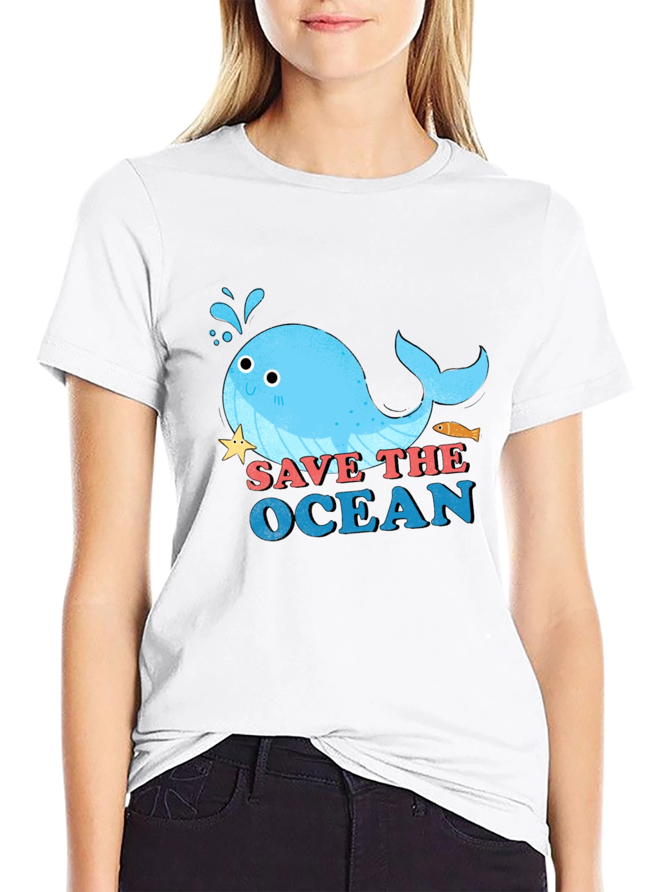 Black Save the Ocean Graphic Tee - Cute Whale Design view 9